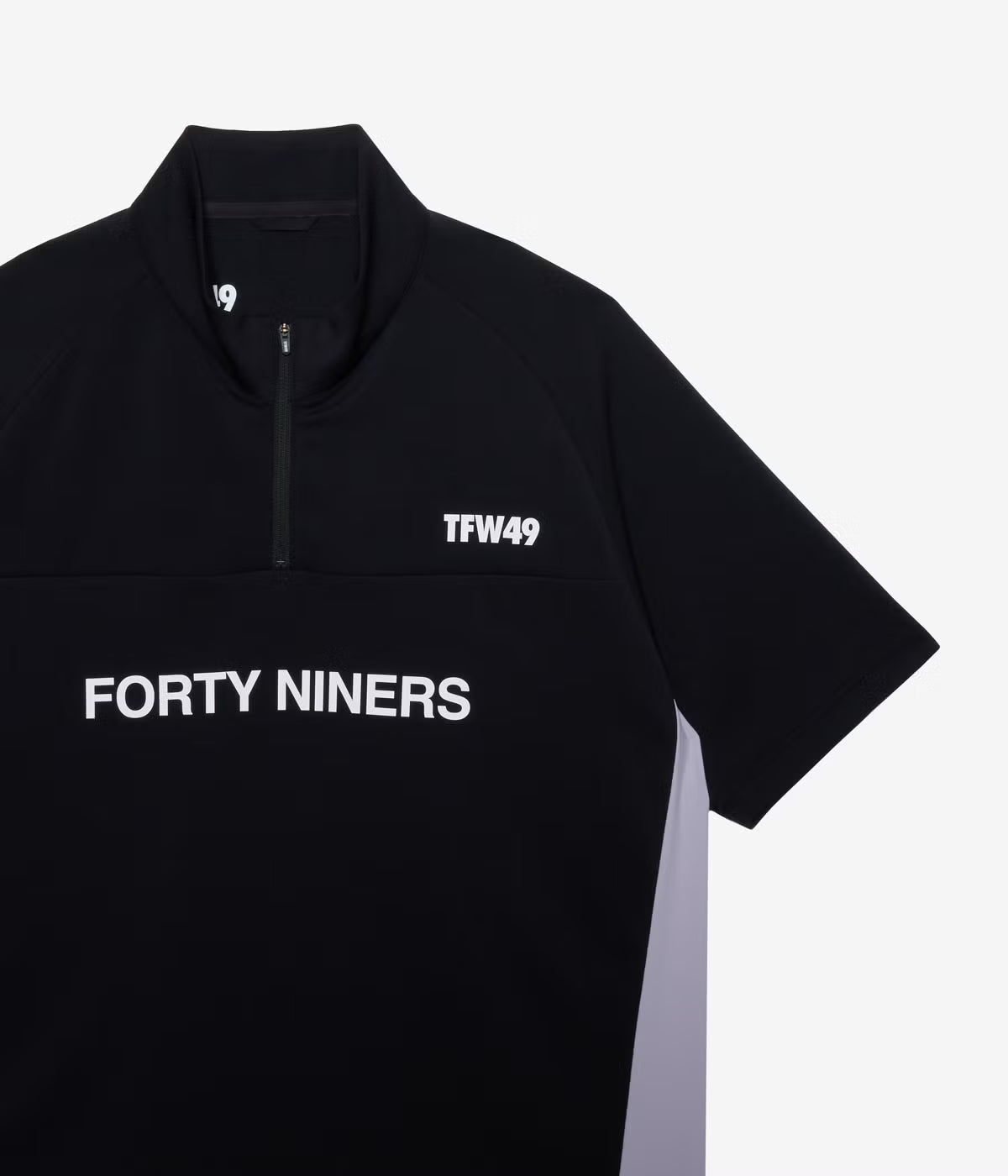 TFW49 HALF ZIP S/S MOCK NECK WHITE