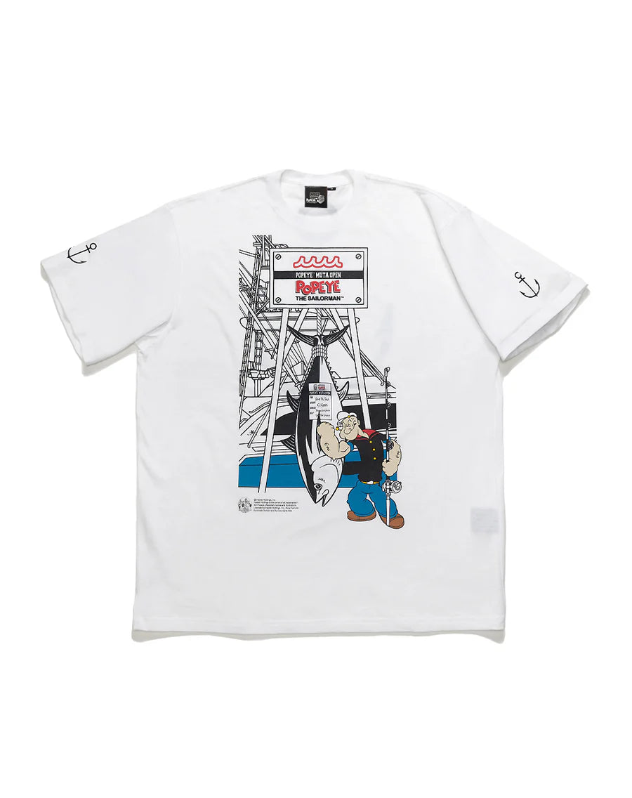 muta MARINE ムータ マリン | Tシャツ ホワイト×オレンジ ストレッチ 