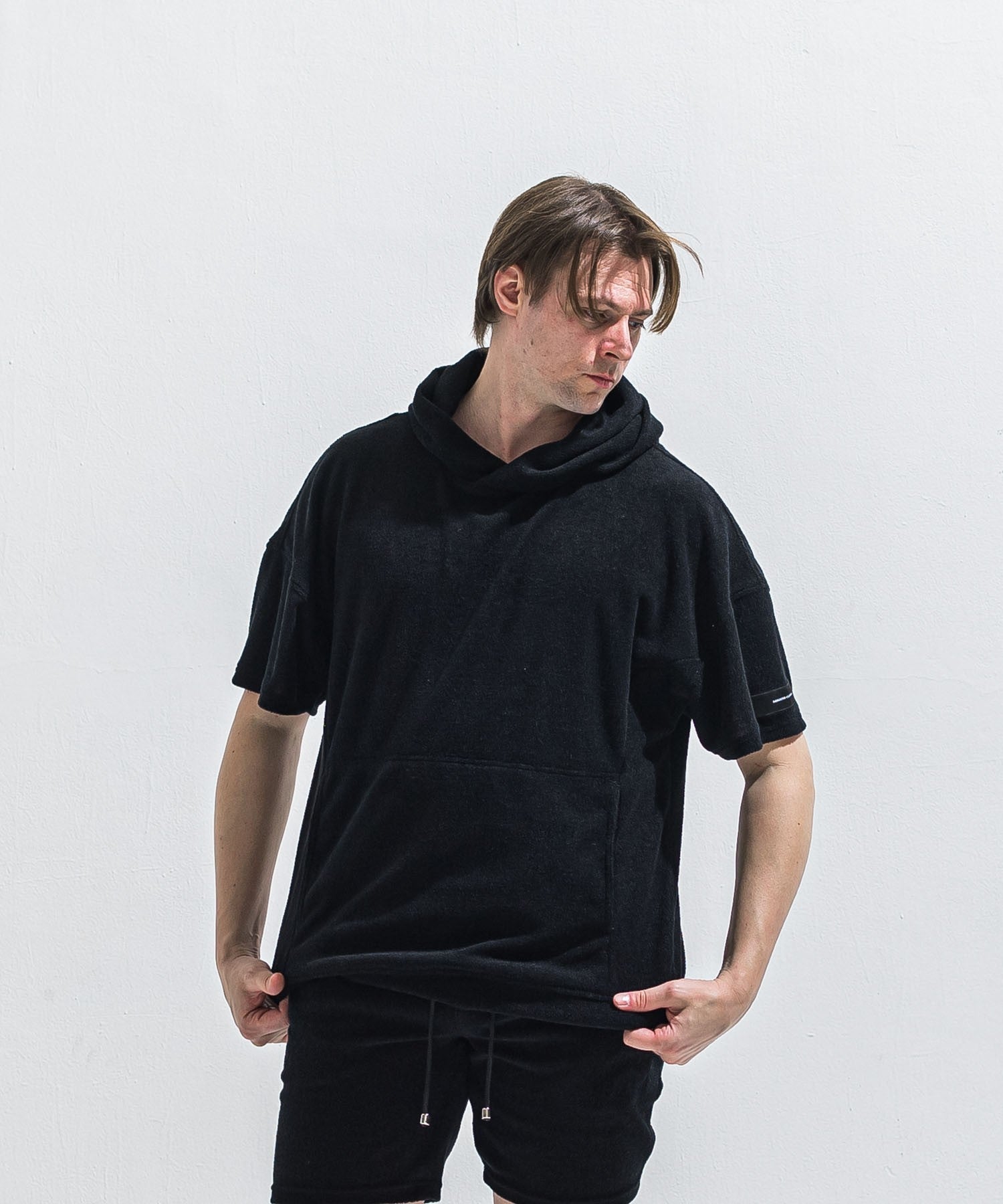 RESOUND CLOTHING リサウンドクロージング PILE HALF HOODIE RC40-C-003 BLACK