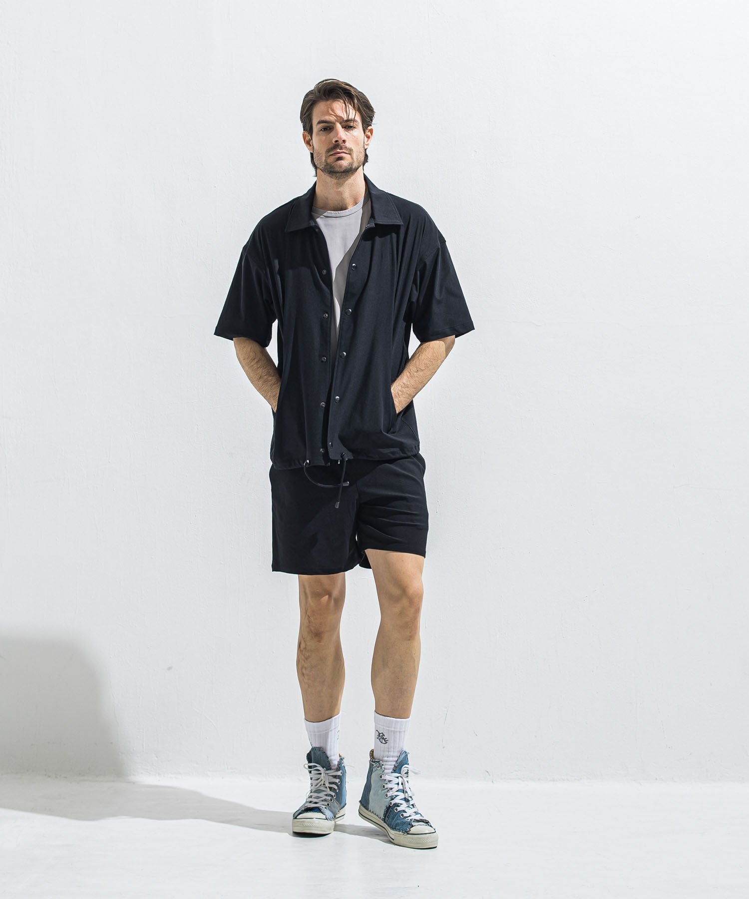 NYLON HALF COACH JACKET