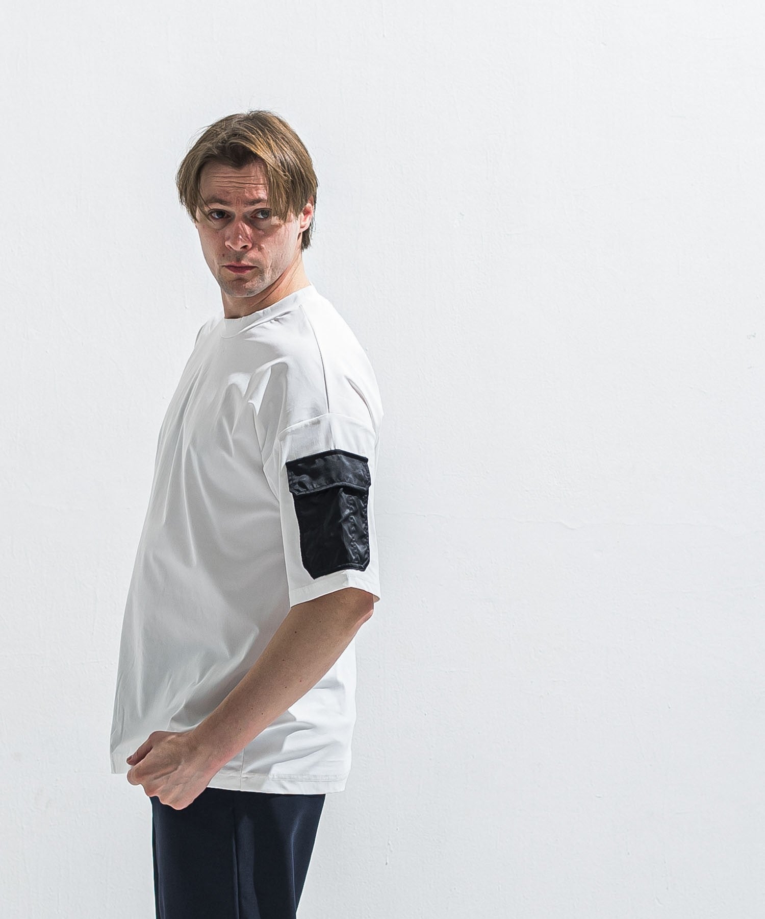 RESOUND CLOTHING リサウンドクロージング militaryPocket nylon OVER TEE RC40-T-008 WHITE