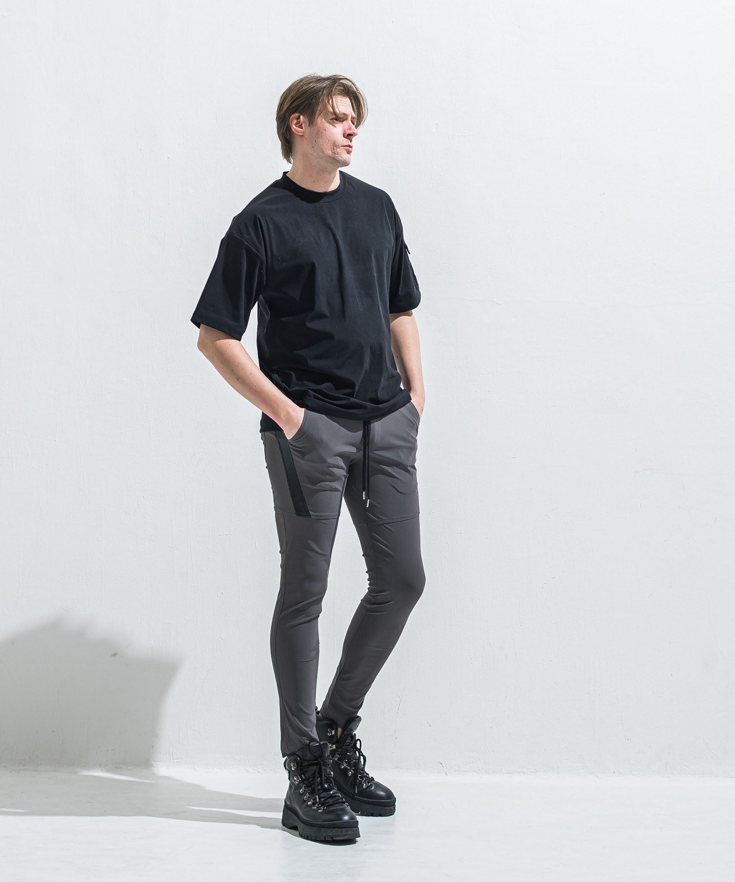 RESOUND CLOTHING リサウンドクロージング militaryPocket nylon OVER TEE RC40-T-008 BLACK