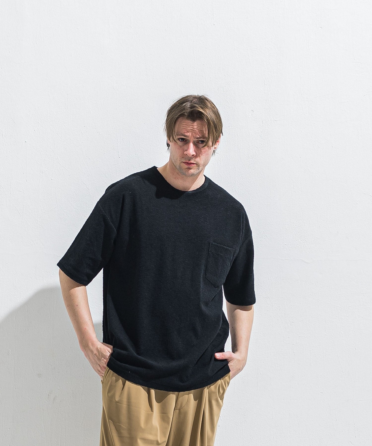 RESOUND CLOTHING リサウンドクロージング PILE OVER TEE RC40-T-002 BLACK