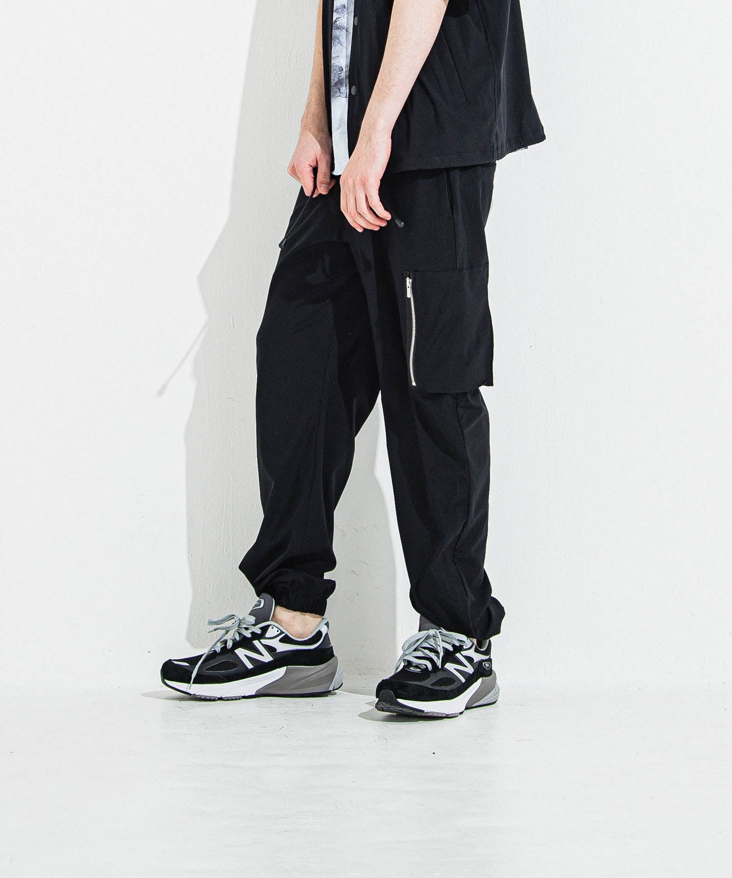 DAVID NYLON CARGO PANTS RC36-ST-040 カーゴパンツ イージーパンツ 速乾性 ストレッチ / BLACK