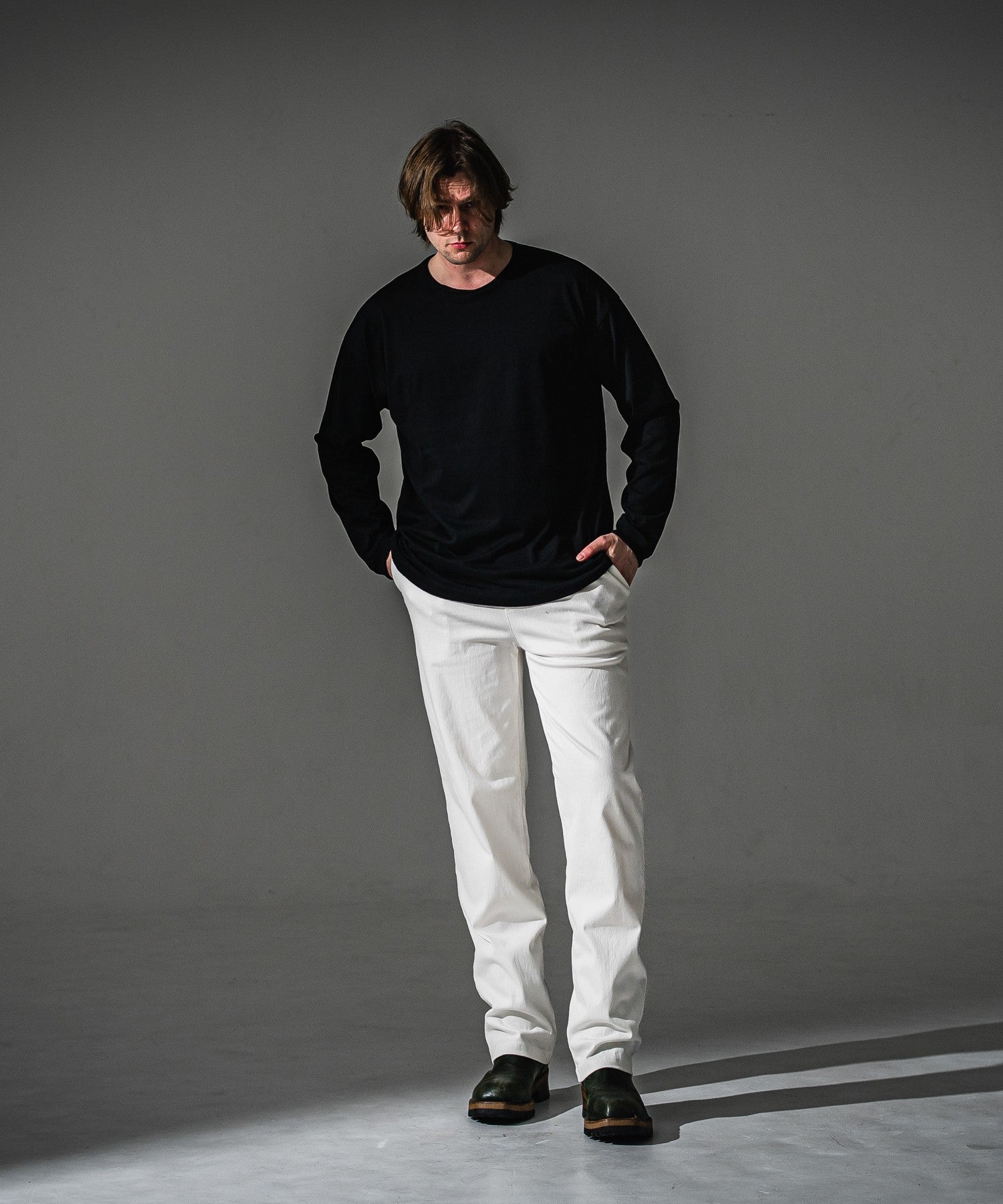 RESOUND CLOTHING リサウンドクロージング DENIM JERSEY WIDE PT RC41-ST-016WTD WHITE