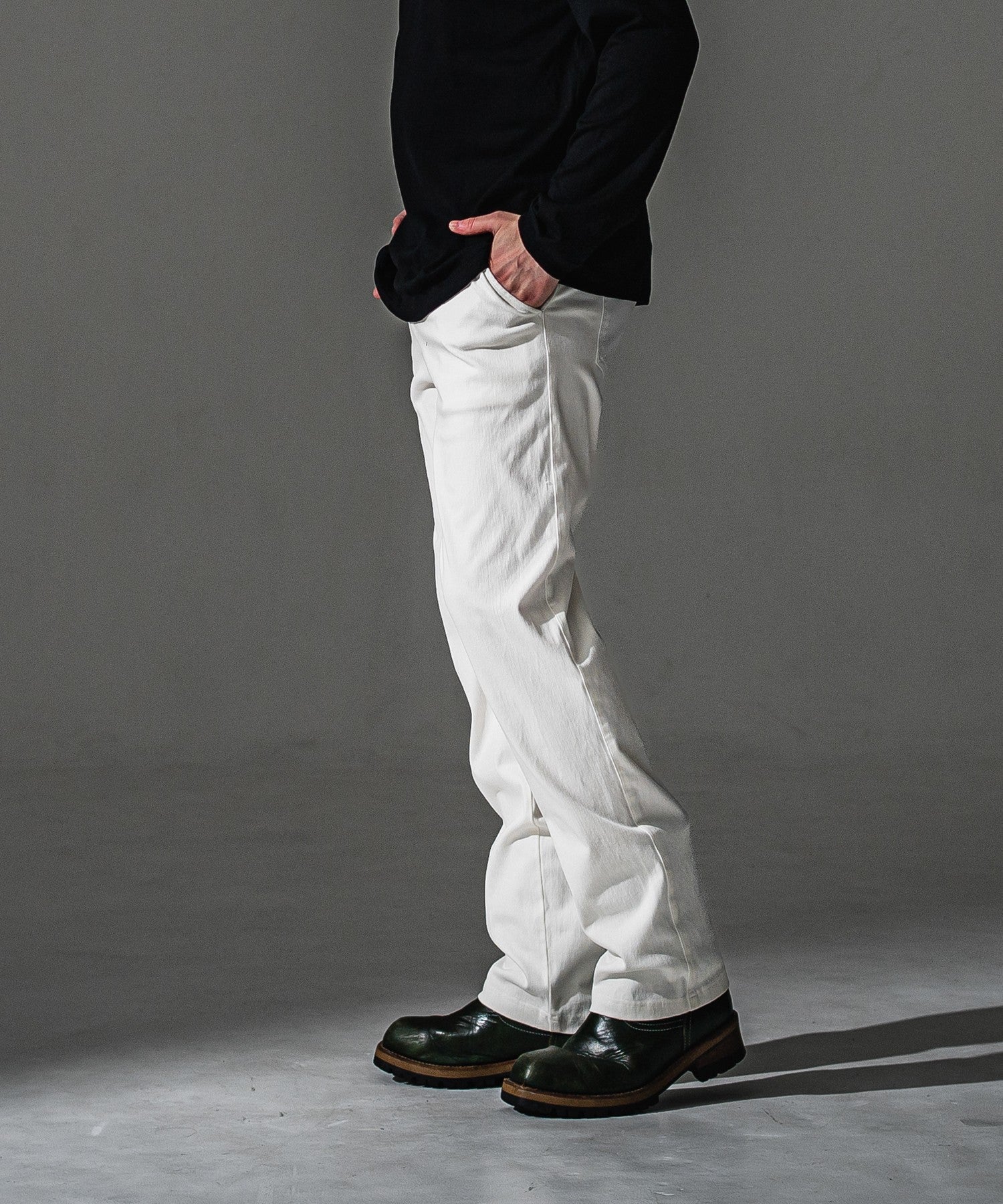 RESOUND CLOTHING リサウンドクロージング DENIM JERSEY WIDE PT RC41-ST-016WTD WHITE