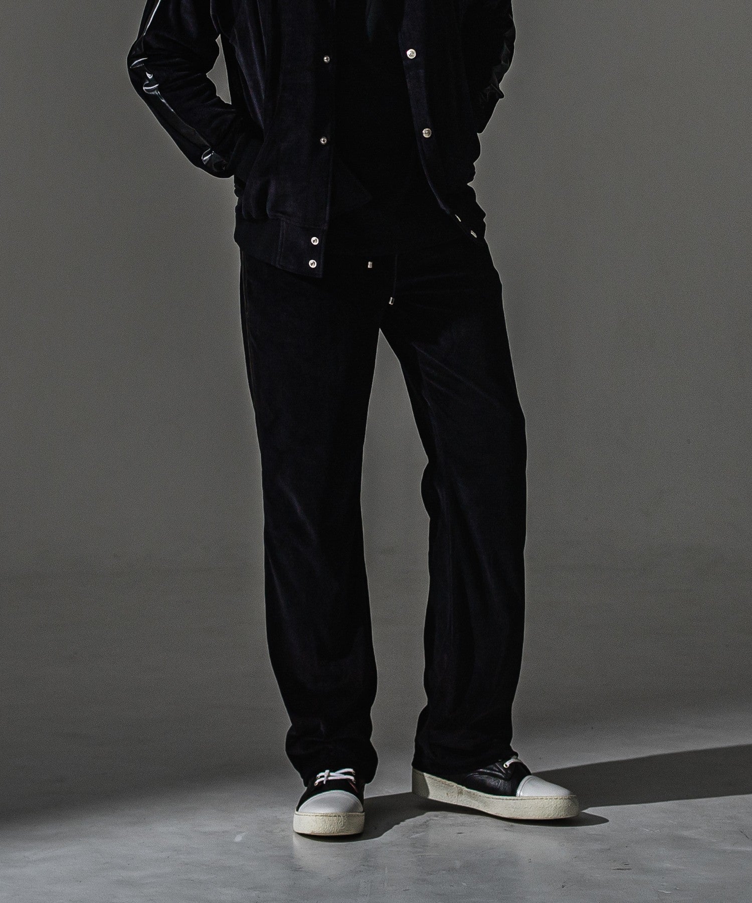 RESOUND CLOTHING リサウンドクロージング VELOUR SIMIWIDE TUCK PT RC41-ST-044 BLACK