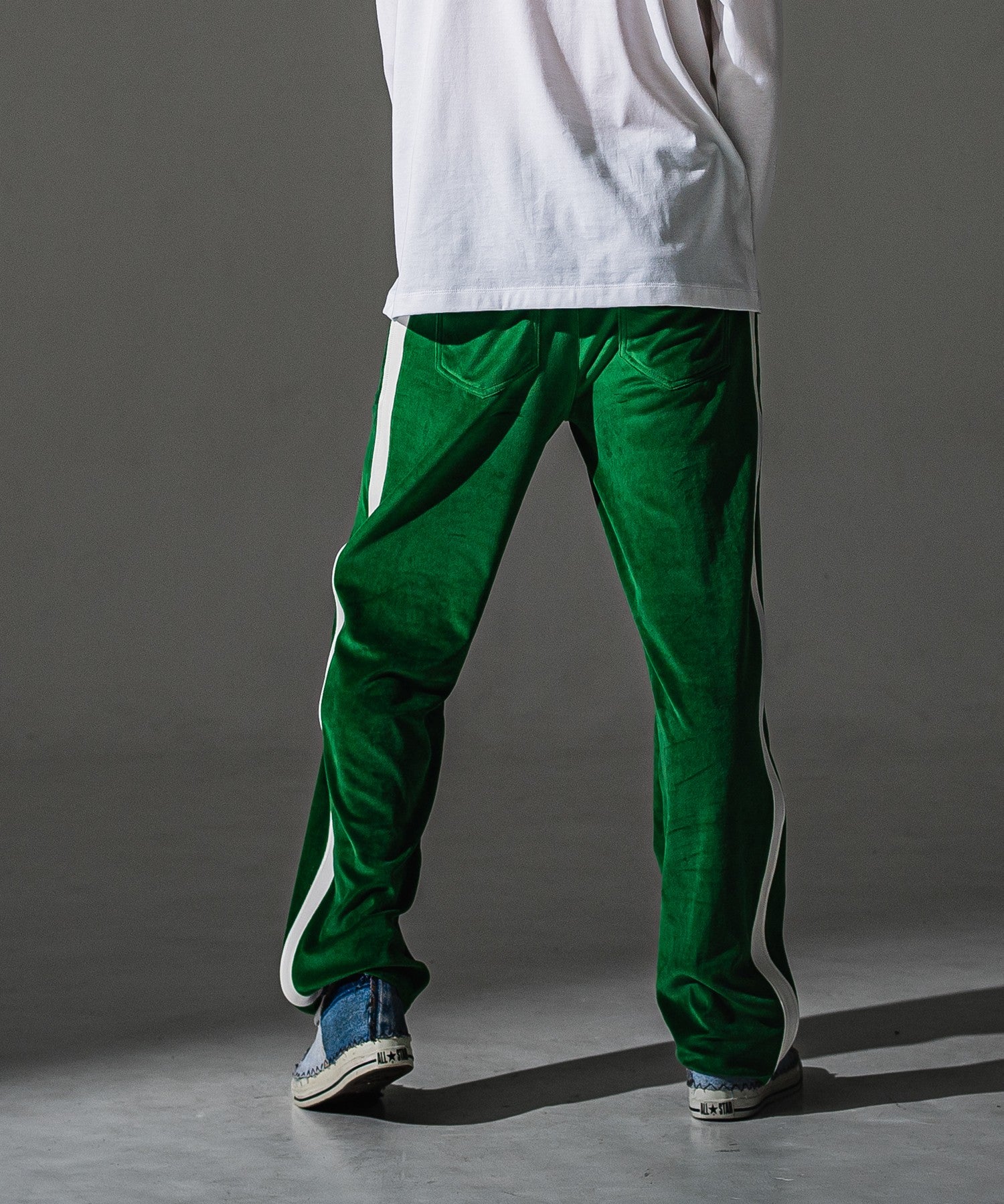 RESOUND CLOTHING リサウンドクロージング VELOUR SIMIWIDE TUCK PT RC41-ST-044 GREEN