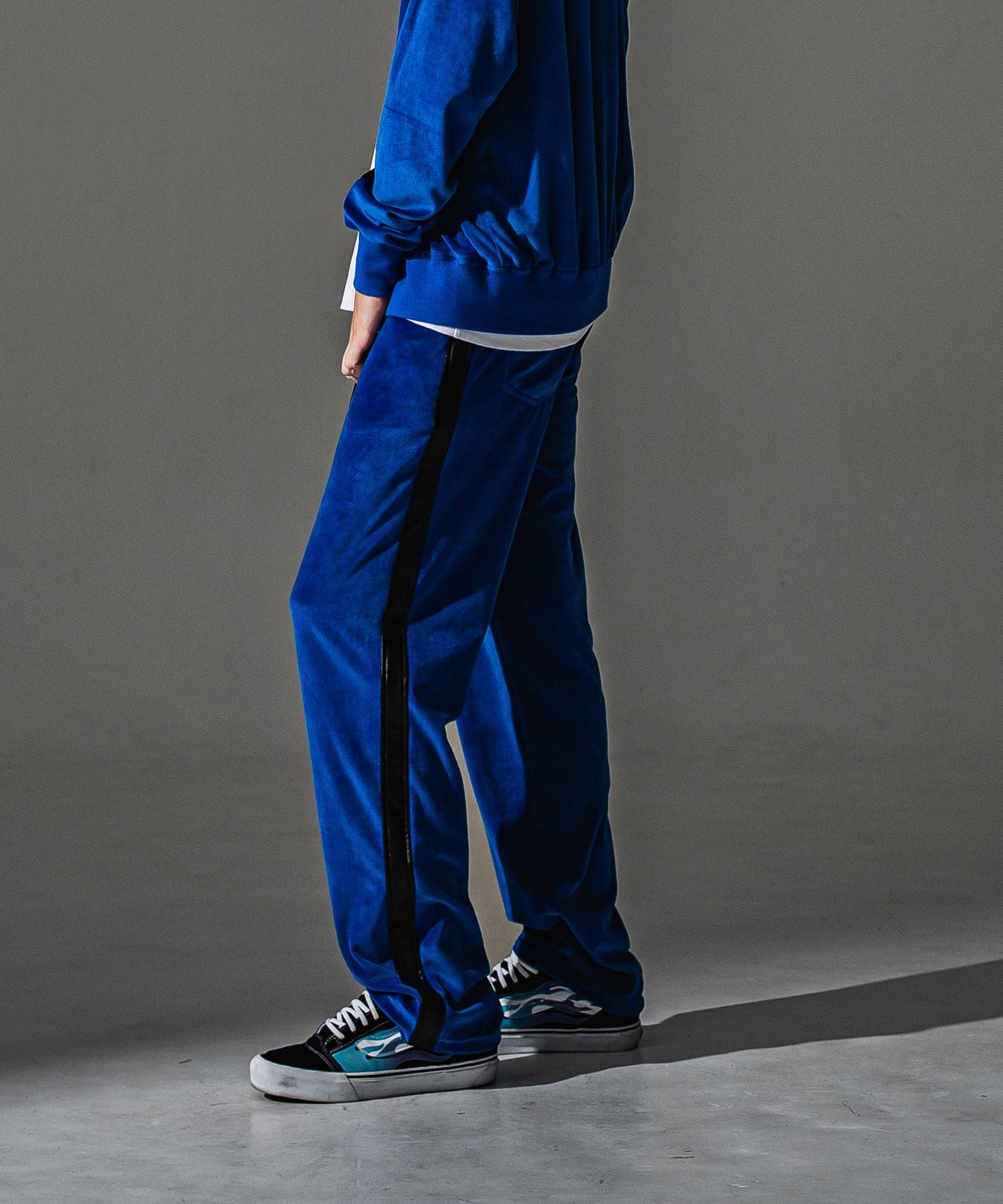 RESOUND CLOTHING リサウンドクロージング VELOUR SIMIWIDE TUCK PT RC41-ST-044 NAVY