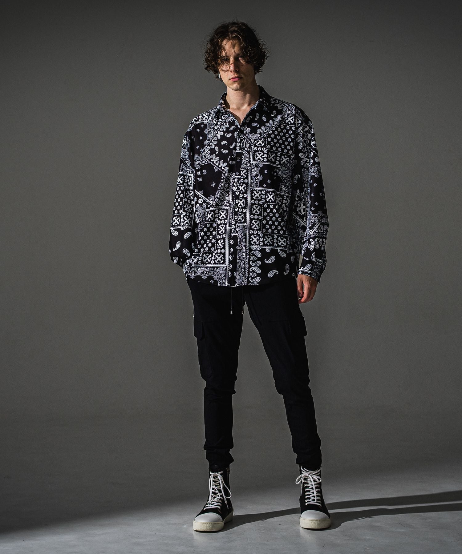 RESOUND CLOTHING リサウンドクロージング BANDANA JACKSHIRTS RC41-SH-002 BKBANADANA