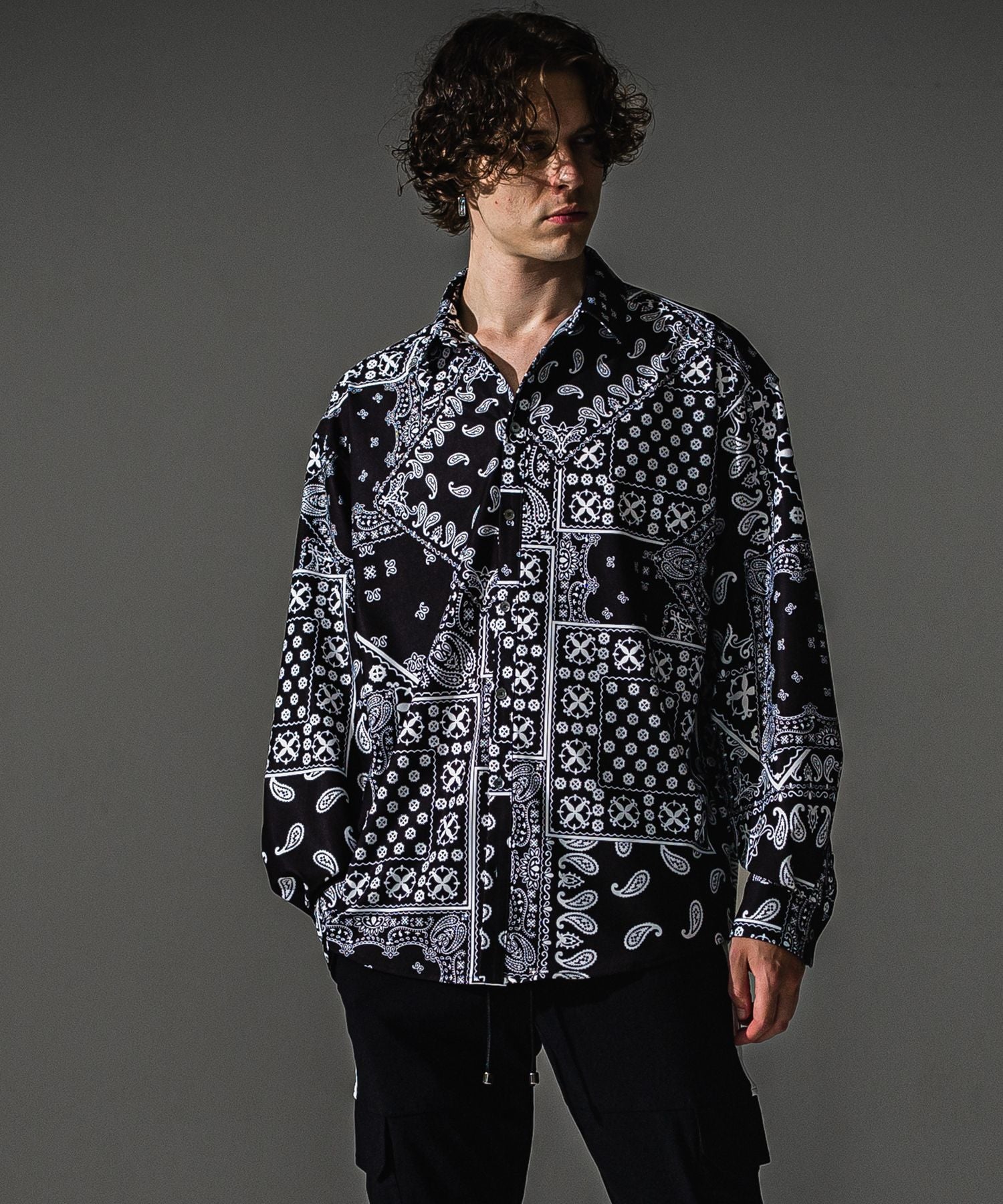 RESOUND CLOTHING リサウンドクロージング BANDANA JACKSHIRTS RC41-SH-002 BKBANADANA
