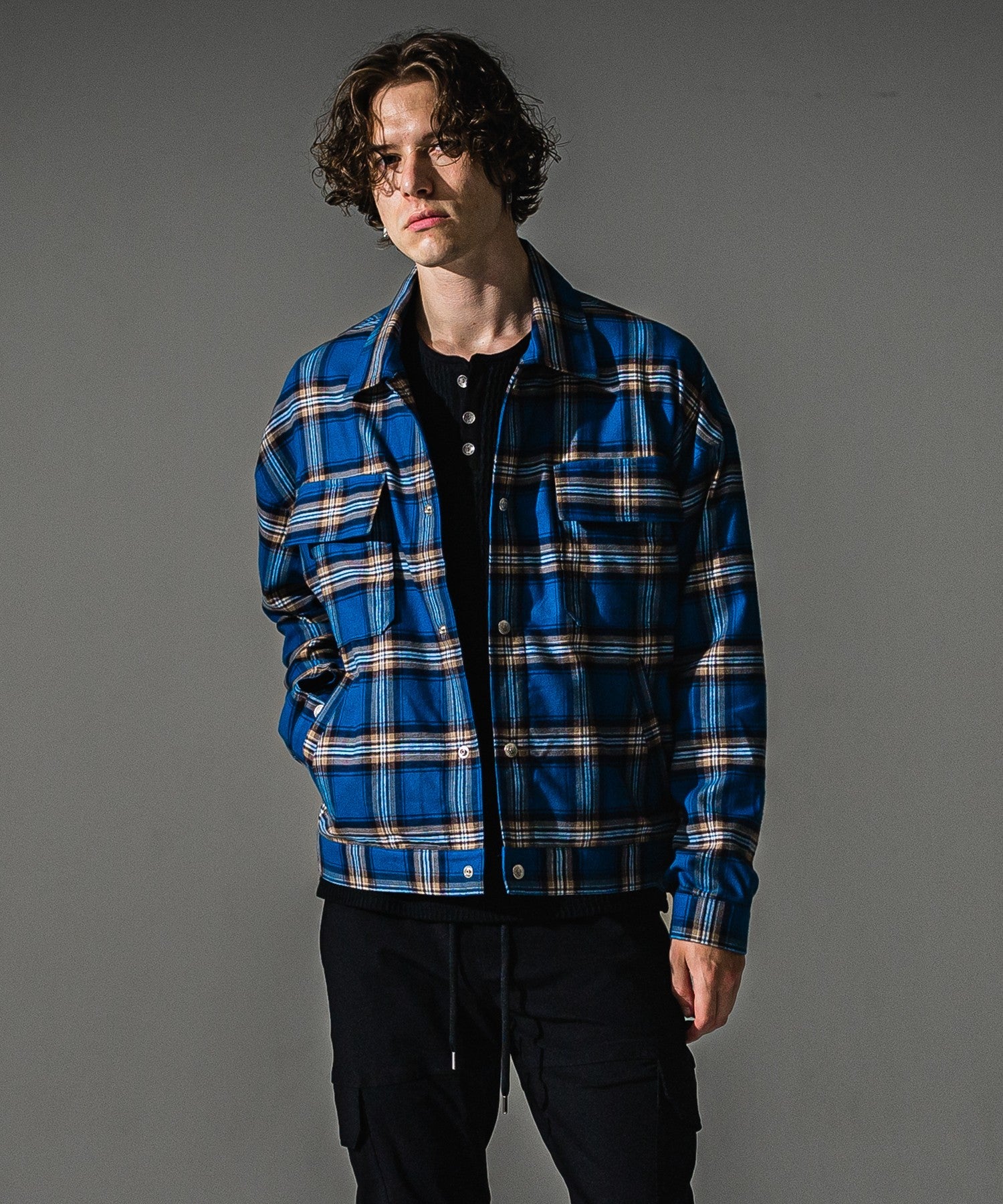 RESOUND CLOTHING リサウンドクロージング check shirt JK RC41-SH-003 BLUE