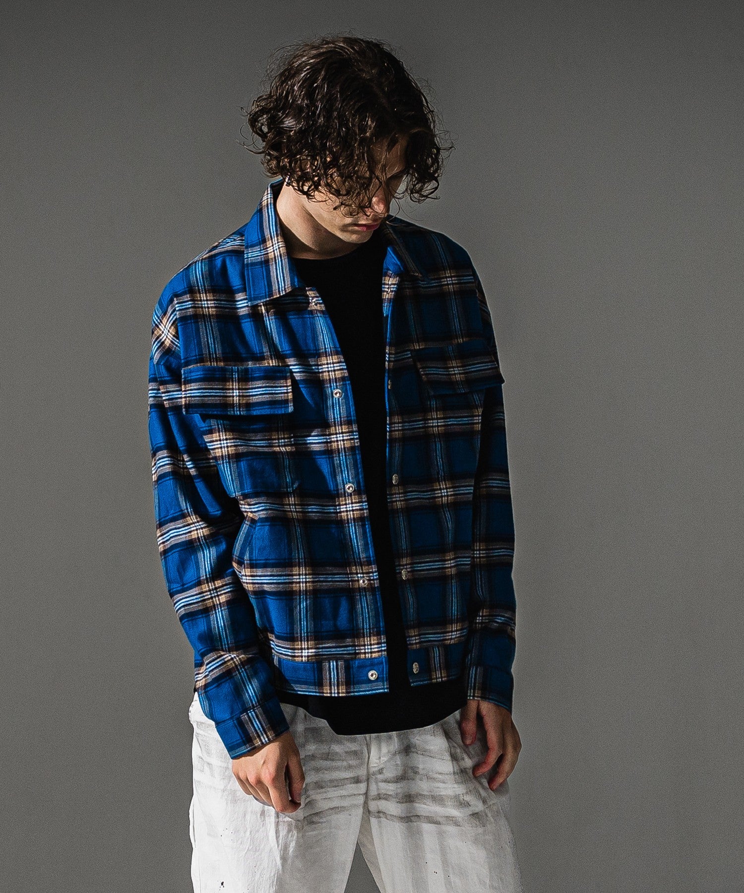RESOUND CLOTHING リサウンドクロージング check shirt JK RC41-SH-003 BLUE