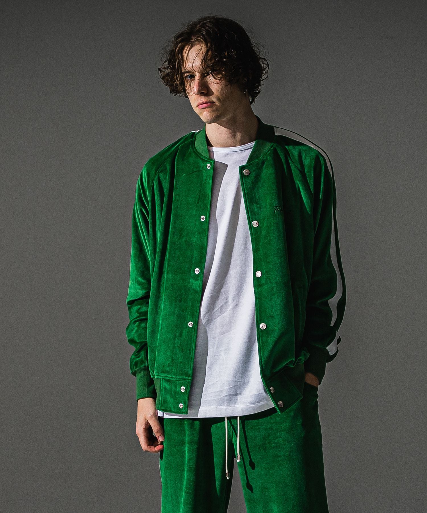 RESOUND CLOTHING リサウンドクロージング VELOUR Varsity RC41-C-005 GREEN