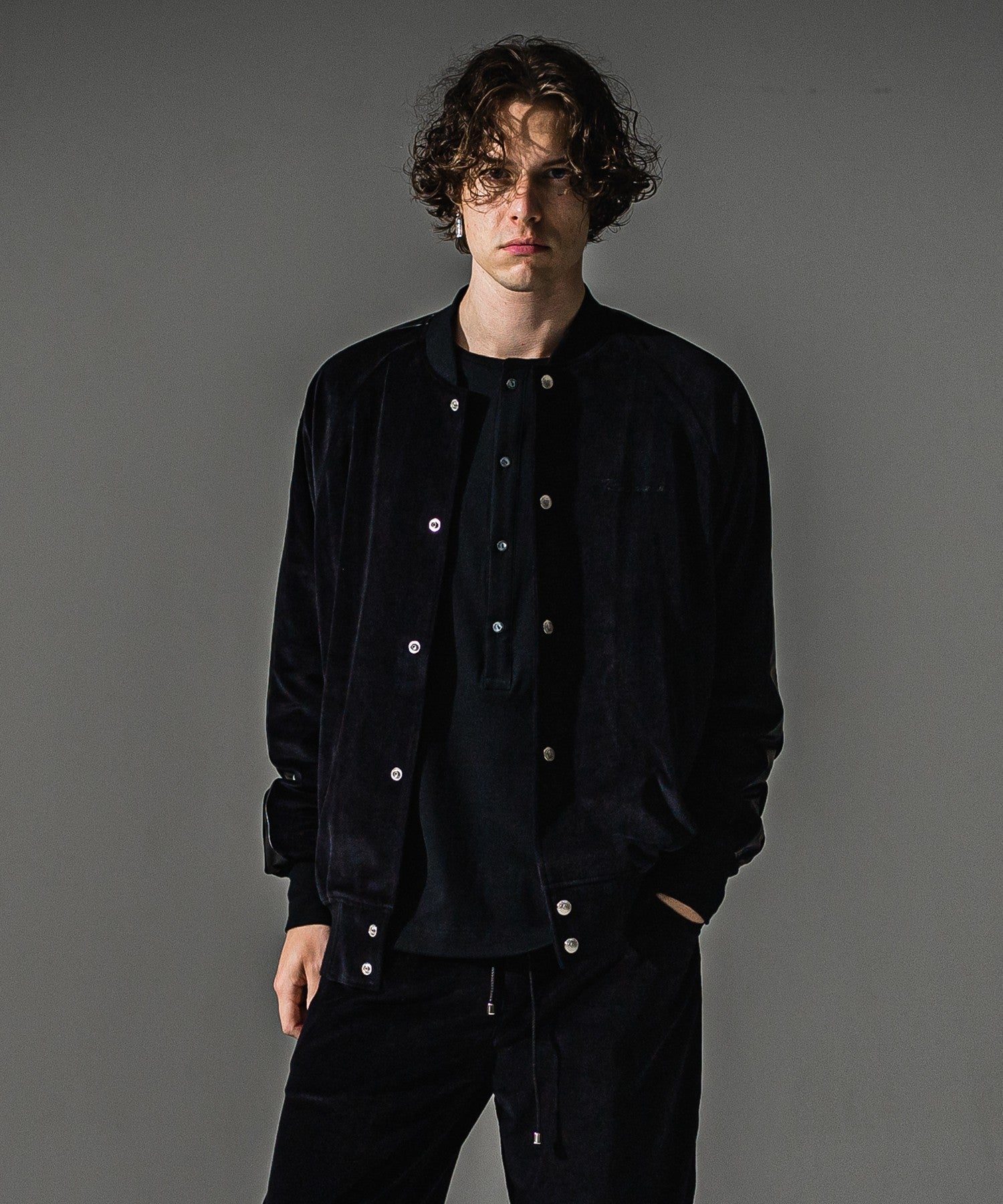 RESOUND CLOTHING リサウンドクロージング VELOUR Varsity RC41-C-005 BLACK