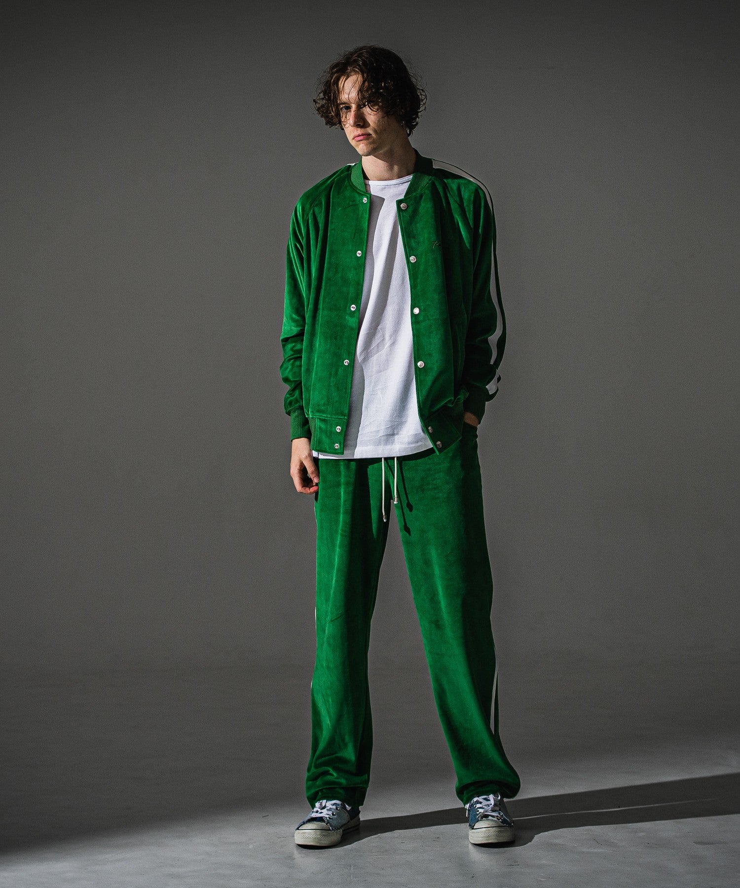 RESOUND CLOTHING リサウンドクロージング VELOUR Varsity RC41-C-005 GREEN