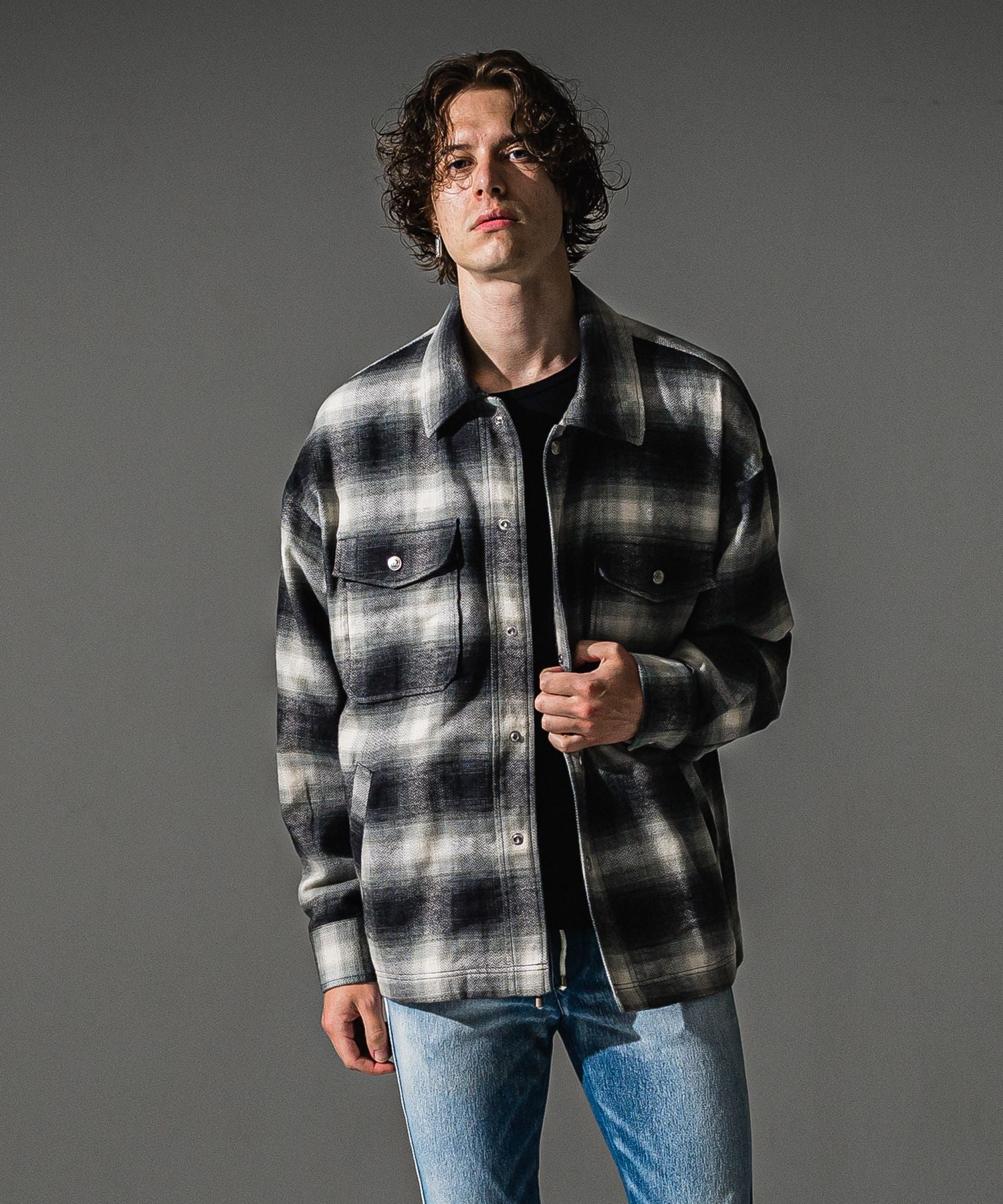 RESOUND CLOTHING リサウンドクロージング flannel check JK RC41-JK-006 BLACK