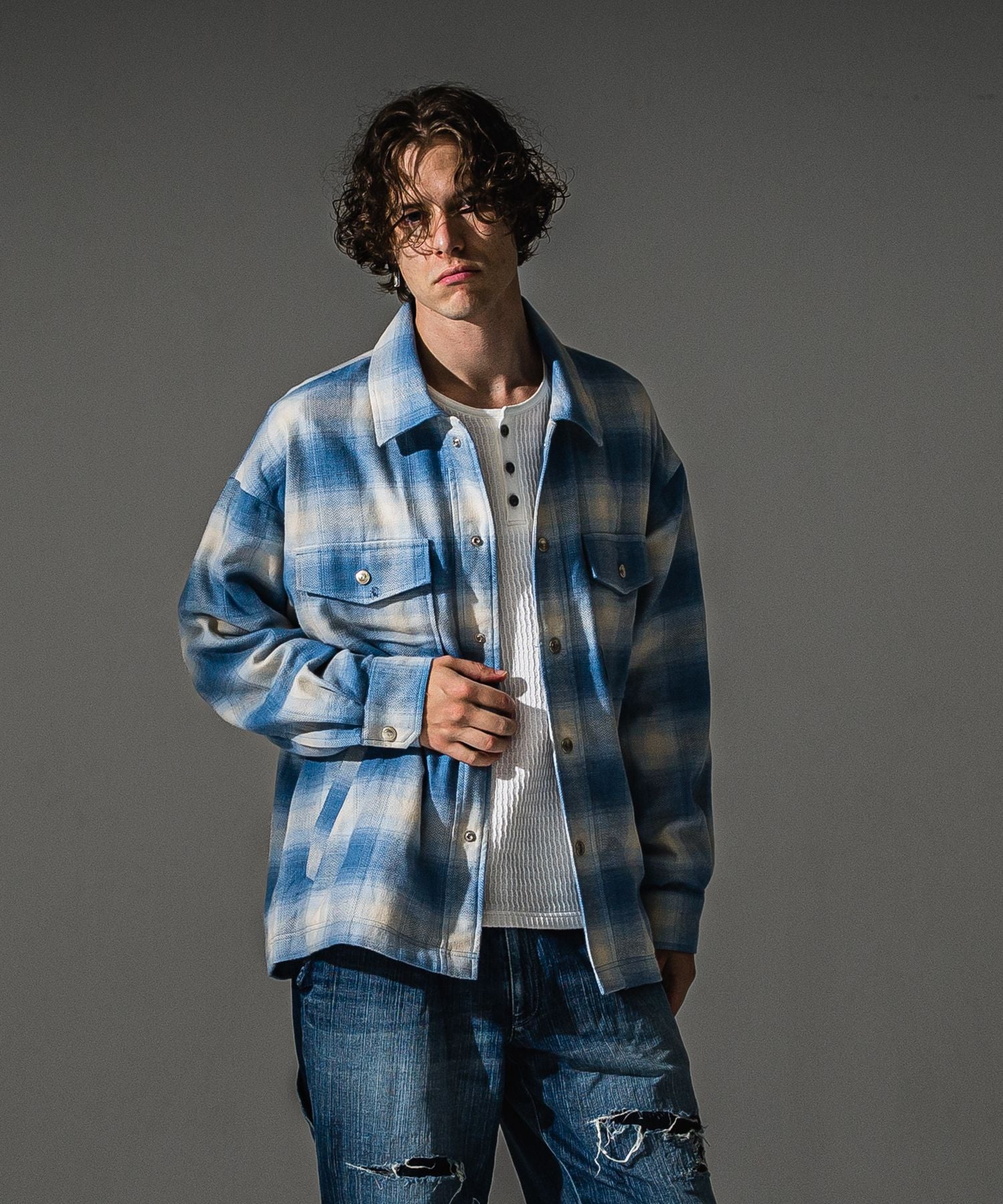 RESOUND CLOTHING リサウンドクロージング flannel check JK RC41-JK-006 SAX
