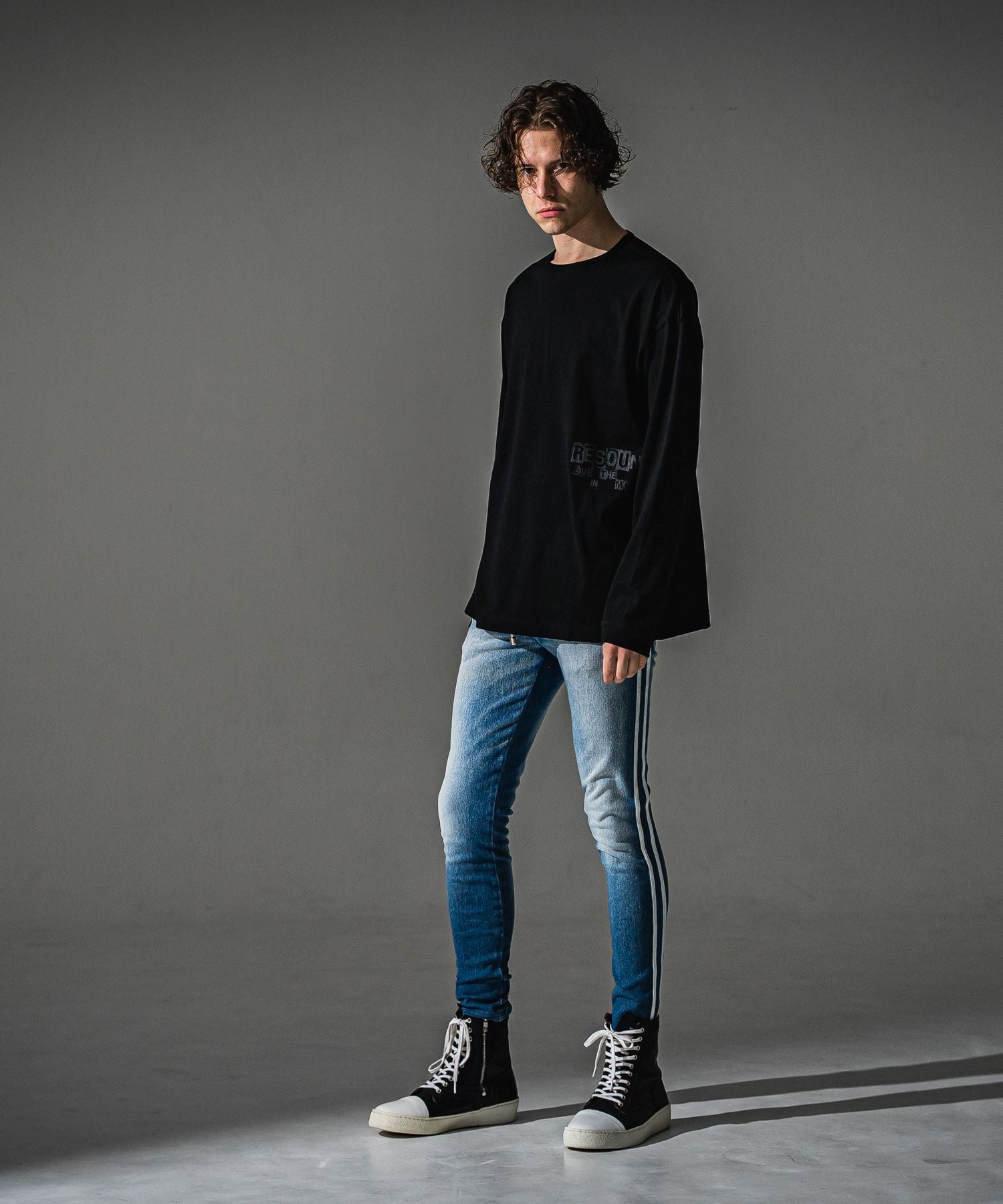 RESOUND CLOTHING リサウンドクロージング uk over longsleave Tee RC41-T-002 BLACK
