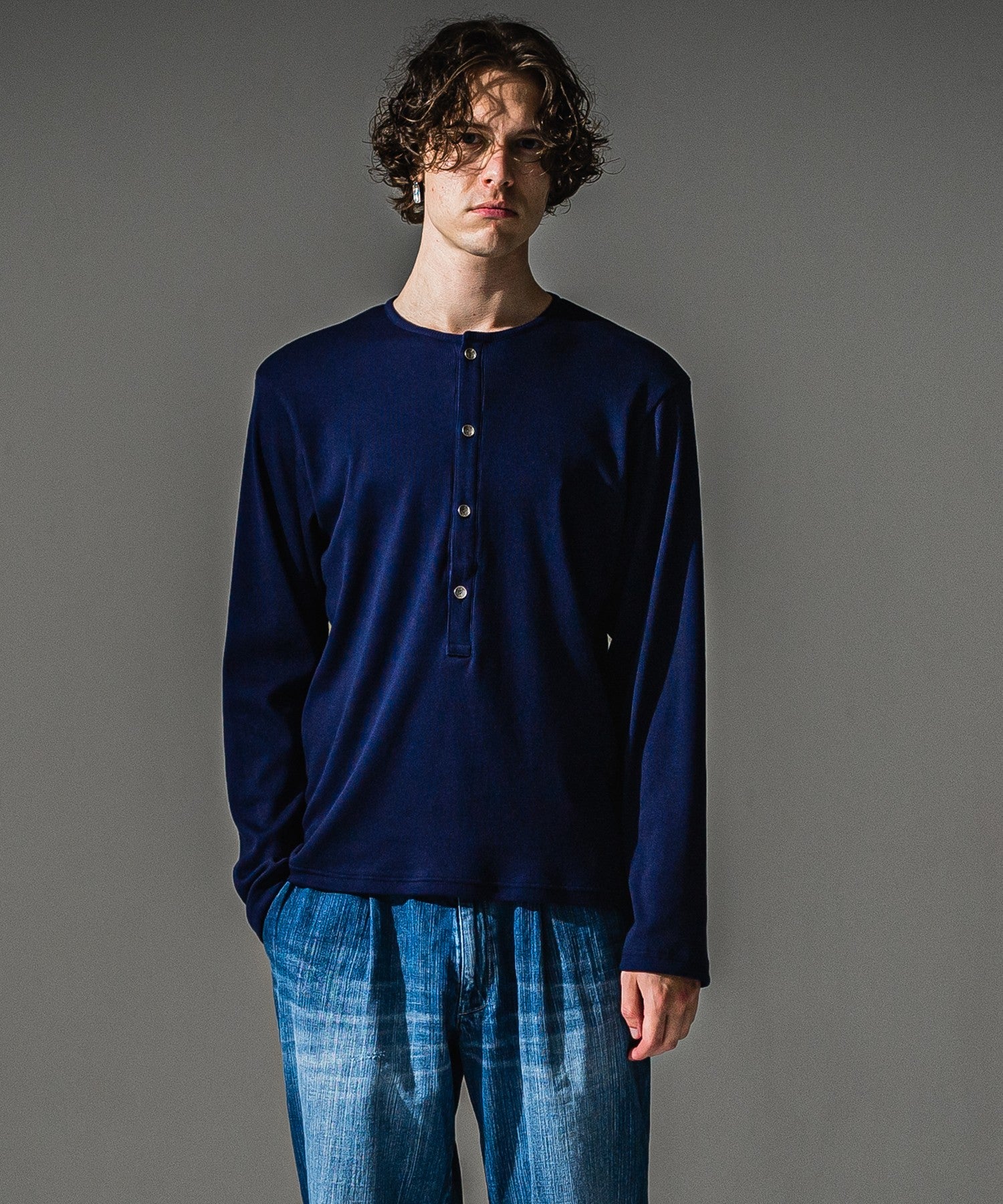 RESOUND CLOTHING リサウンドクロージング RIB HENRY LONGSLEAVE RC41-T-005 NAVY