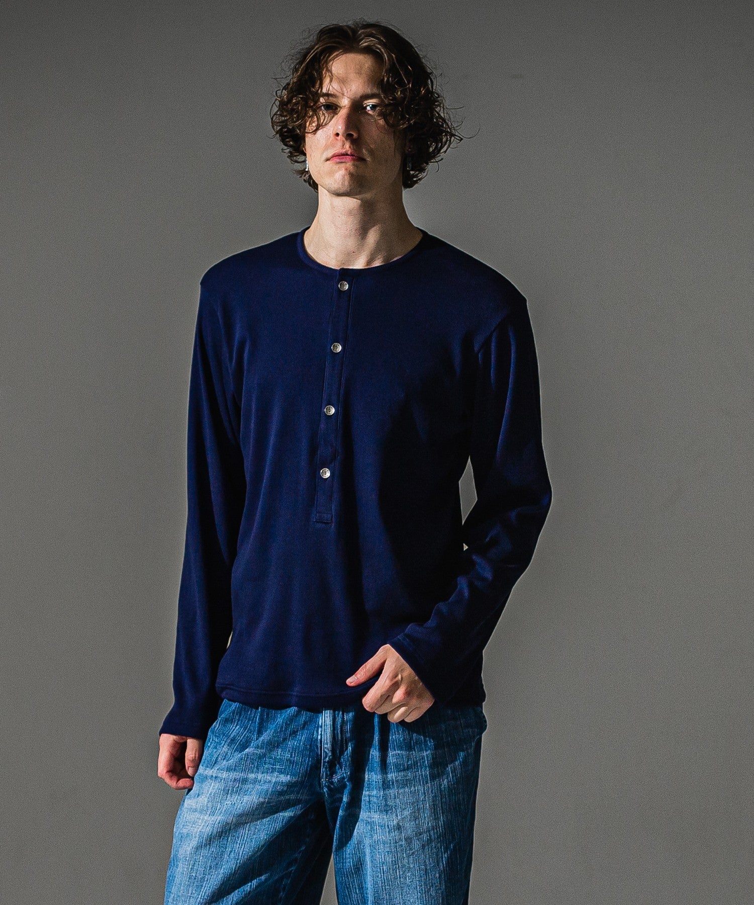 RESOUND CLOTHING リサウンドクロージング RIB HENRY LONGSLEAVE RC41-T-005 NAVY