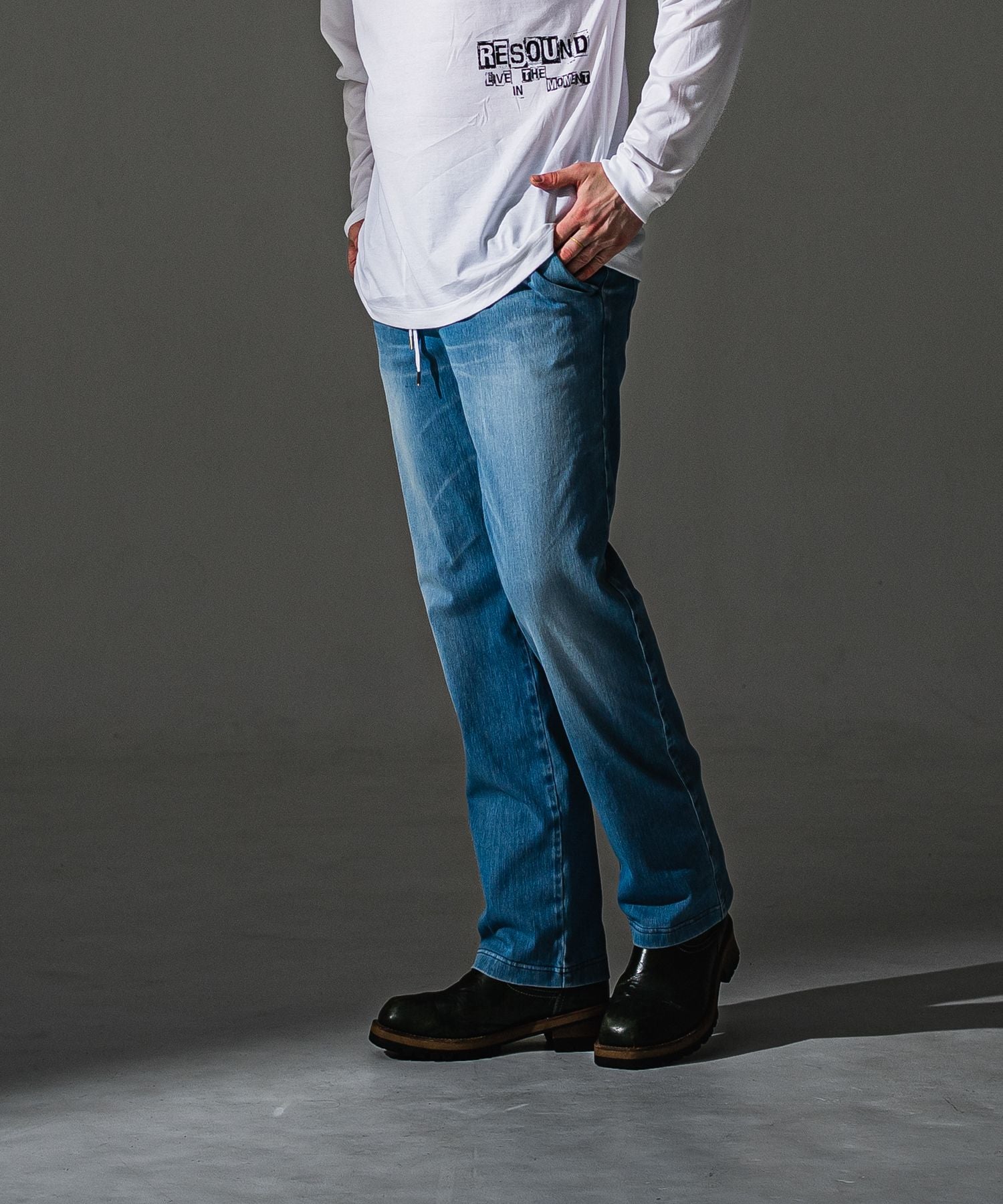 RESOUND CLOTHING リサウンドクロージング DENIM JERSEY WIDE PT RC41-ST-016WTD-3 LIND