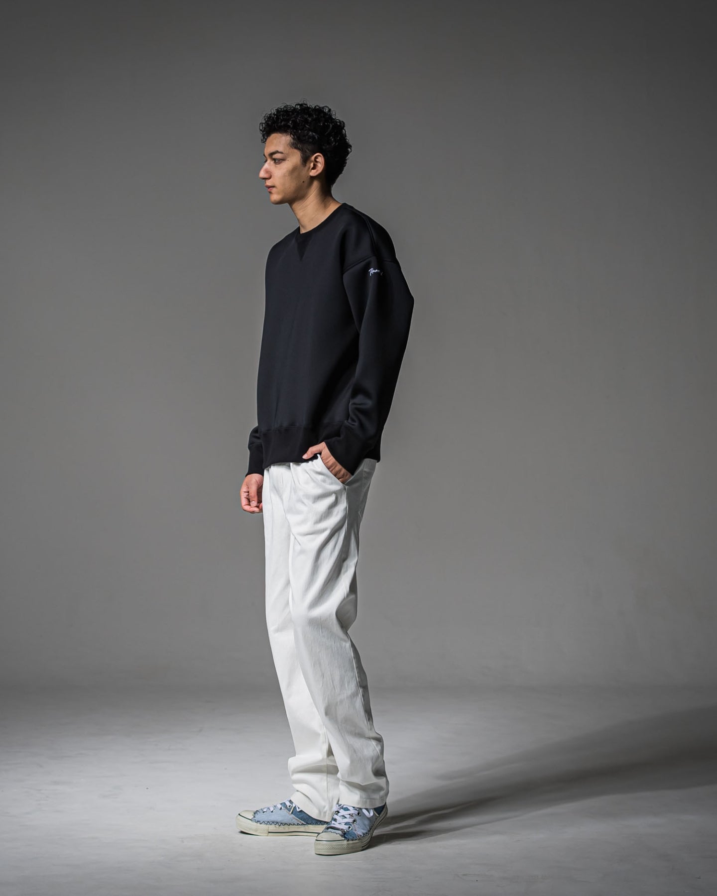 DENIM JERSEY WIDE PT イージーパンツ ベルトループ ジャージデニム / WHITE