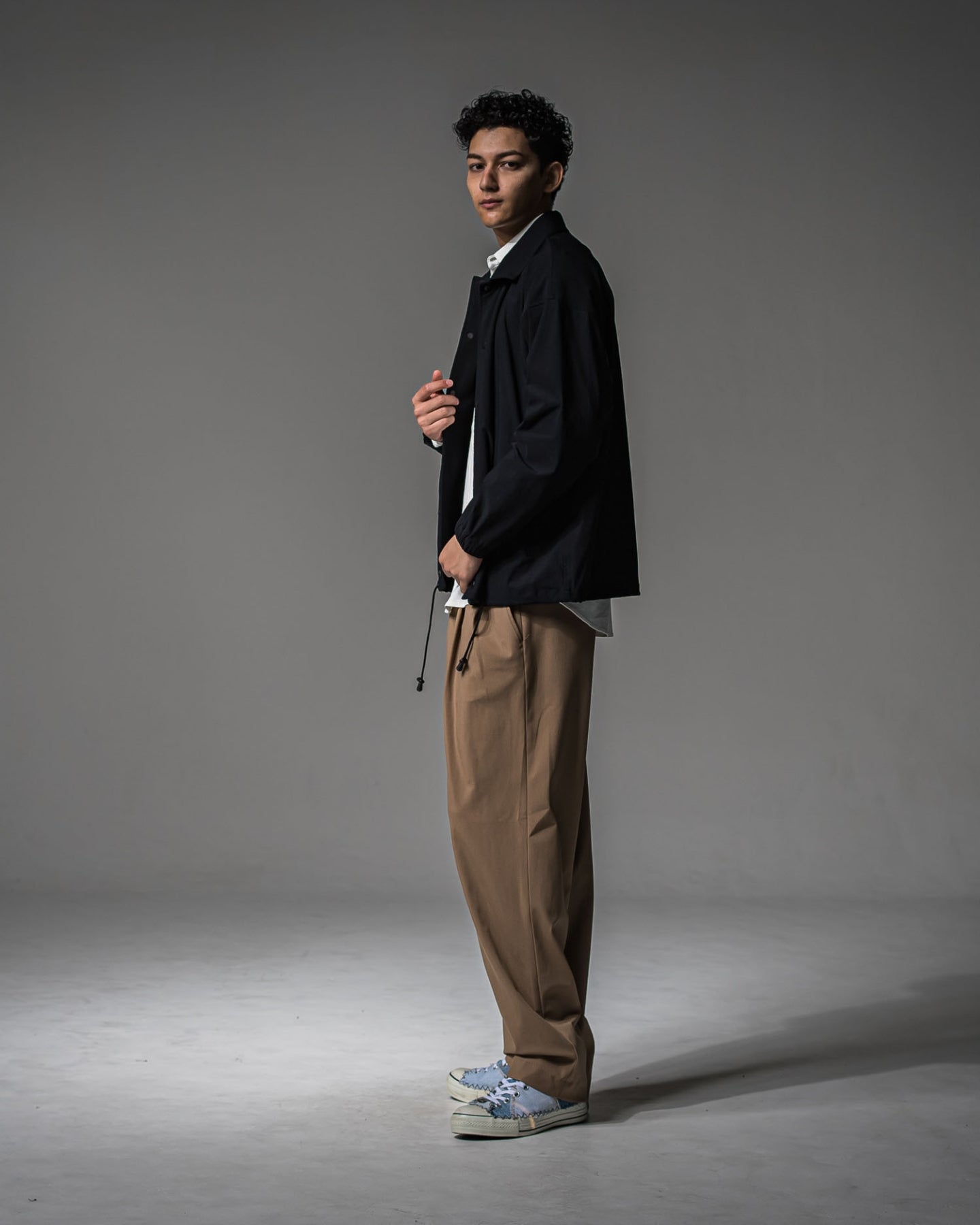 NYLON COACH JACKET BLACK RC-37-JK-009