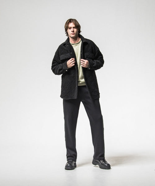 velours fleece WIDE TUCK PANTS