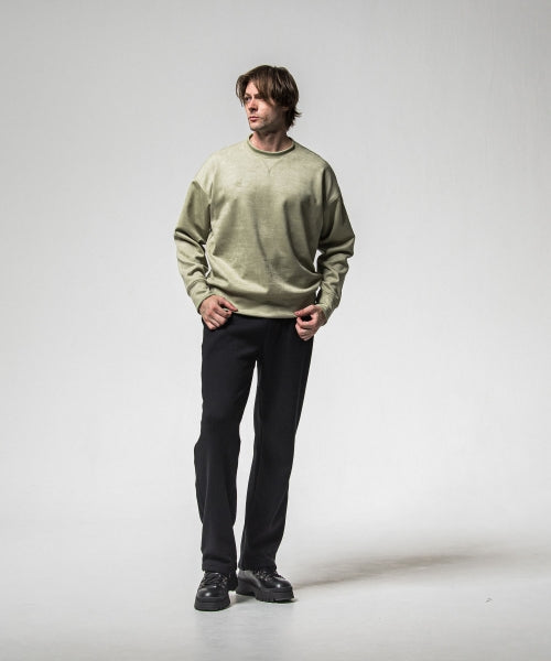 velours fleece WIDE TUCK PANTS