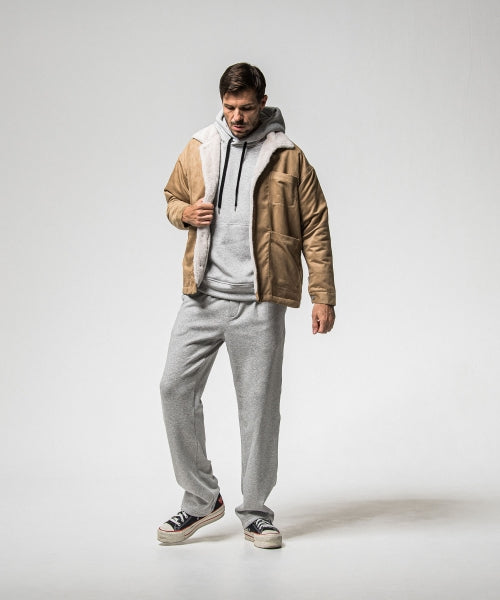 velours fleece WIDE TUCK PANTS