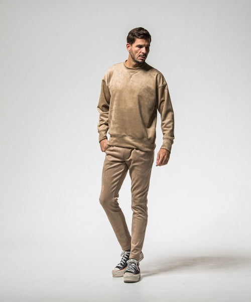 CHRIS EASY suede TUCK PANTS