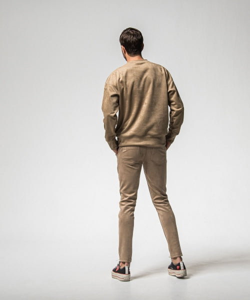 CHRIS EASY suede TUCK PANTS