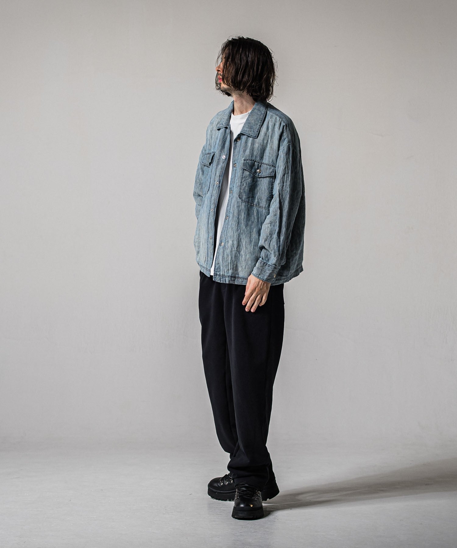 Indigo linen jack shirts