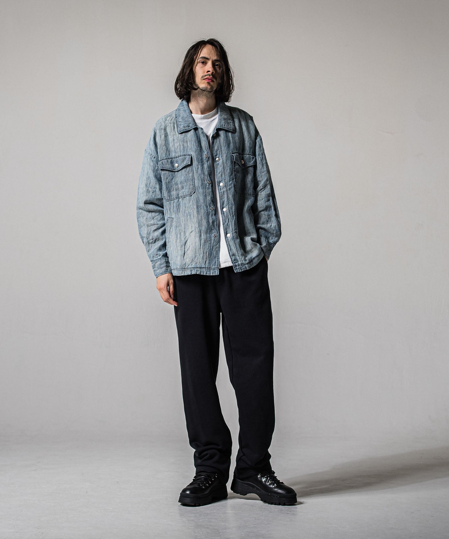 Indigo linen jack shirts