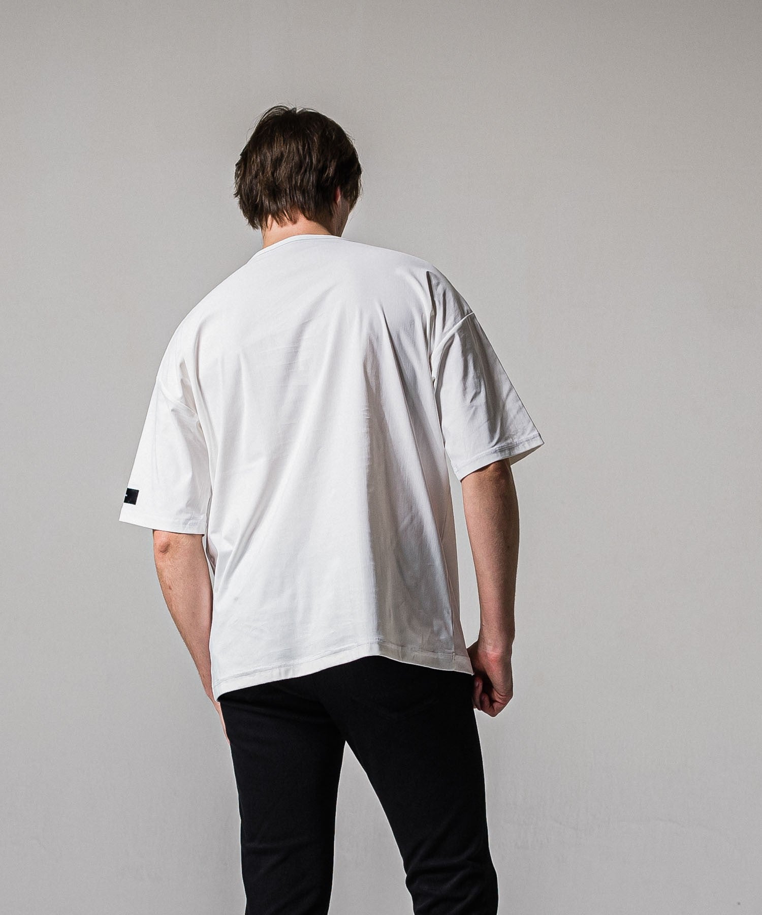 leather pocket overnylon T WHITE