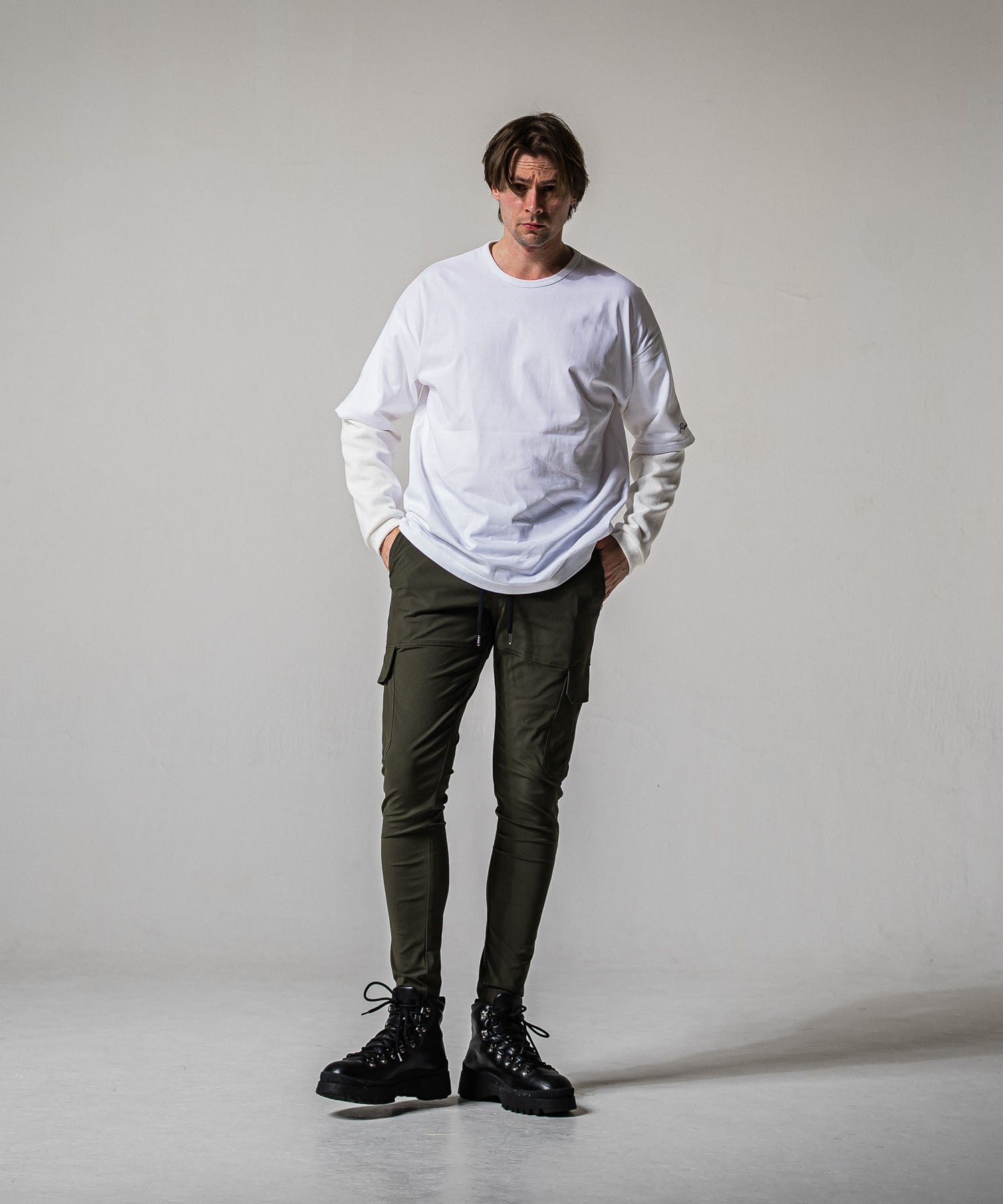 fake layered waffle longsleave WHITE