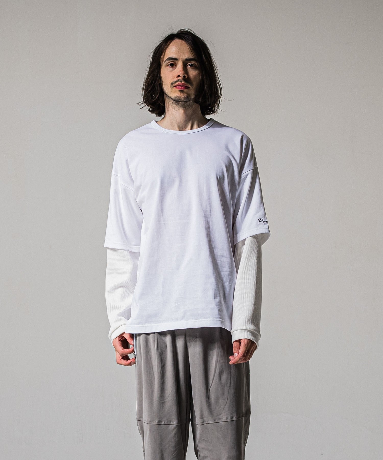 fake layered waffle longsleave WHITE