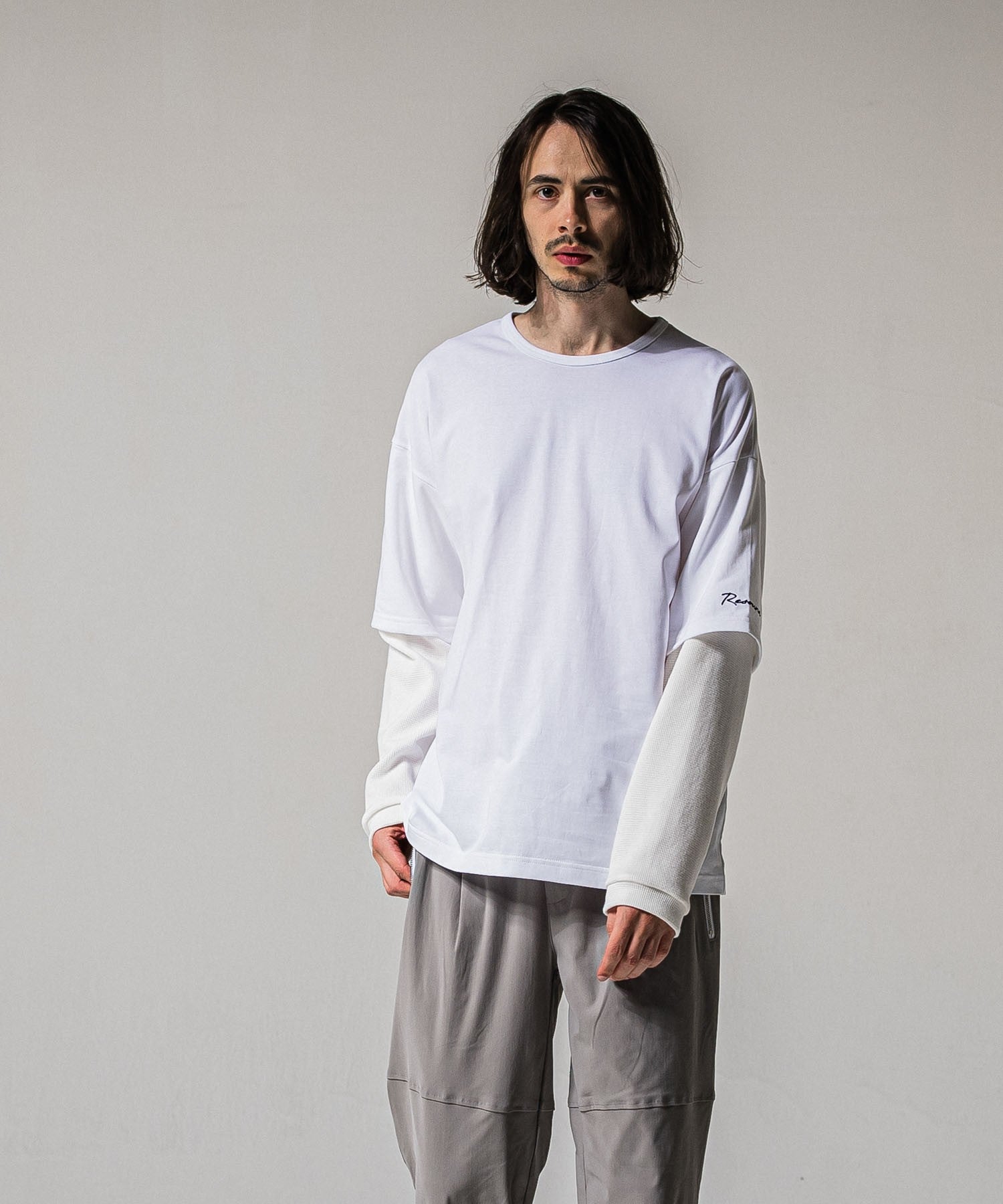 fake layered waffle longsleave WHITE