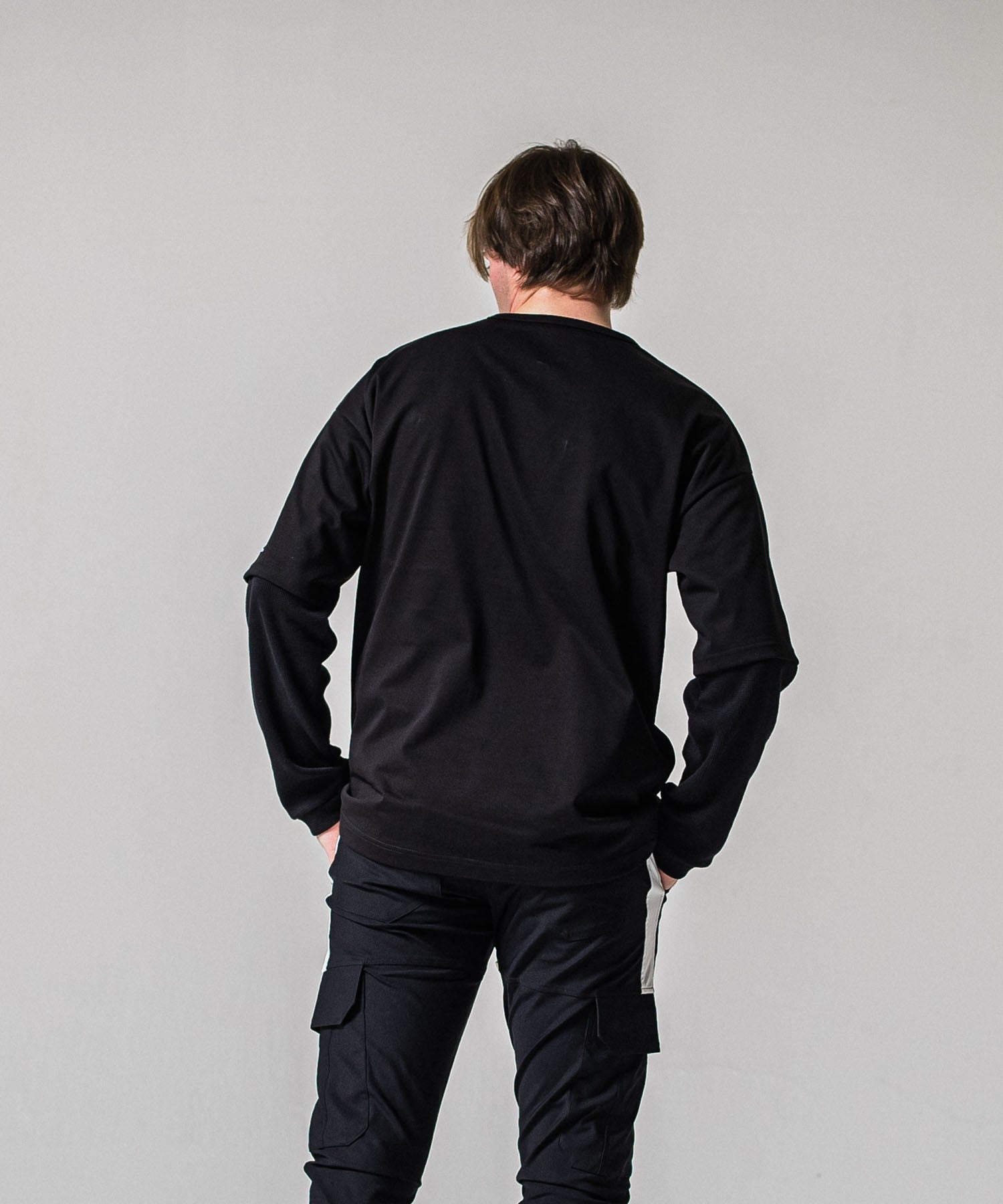 fake layered waffle longsleave BLACK