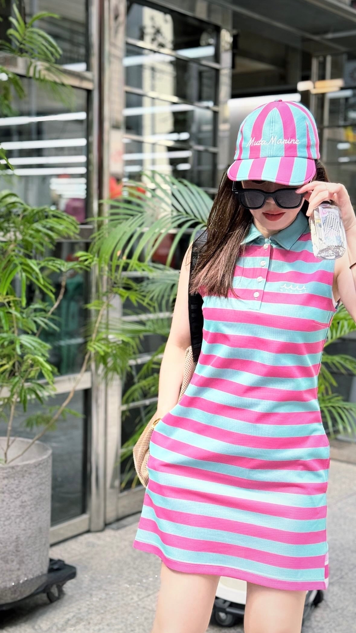 muta MARINE ムータ ジャガードボーダー ポロワンピース