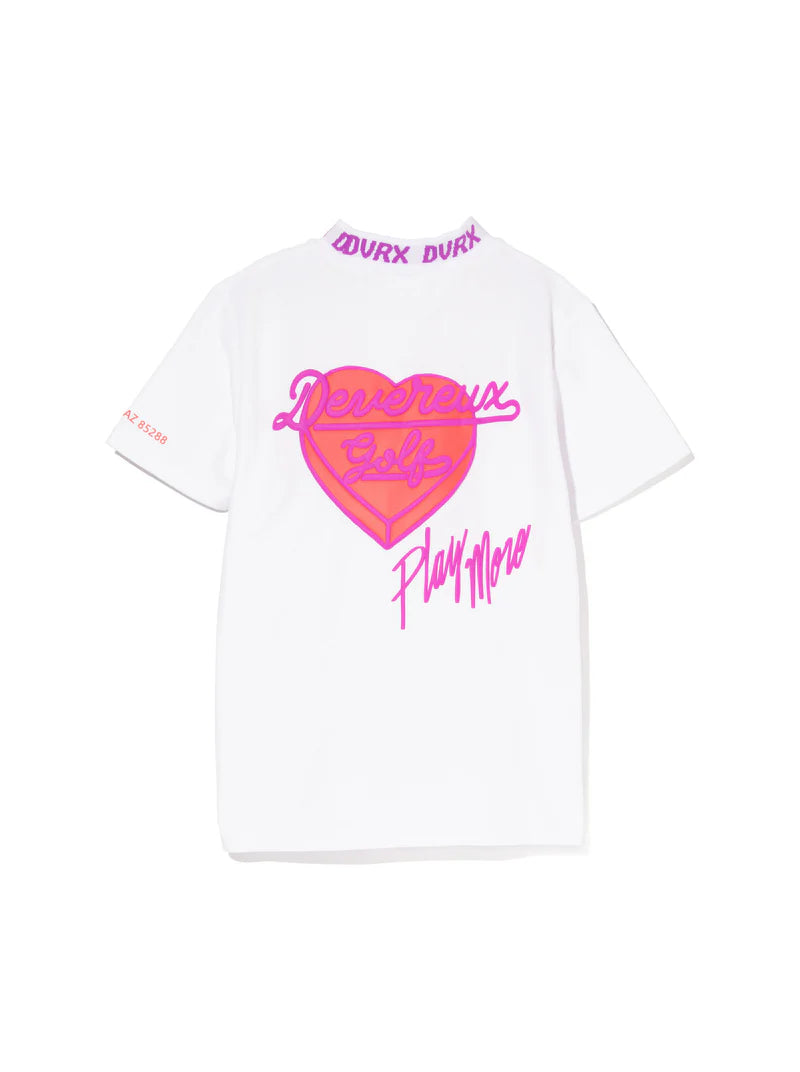 WOMEN Classic Logo Rib モックネックハートTシャツ 763572090-WHITE