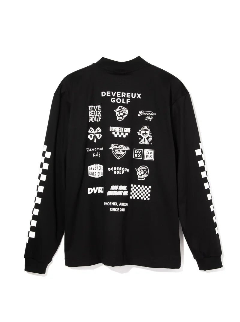 DEVEREUX GOLF Logo Assorted ロングスリーブ モックネックTシャツ 763572022-BLACK