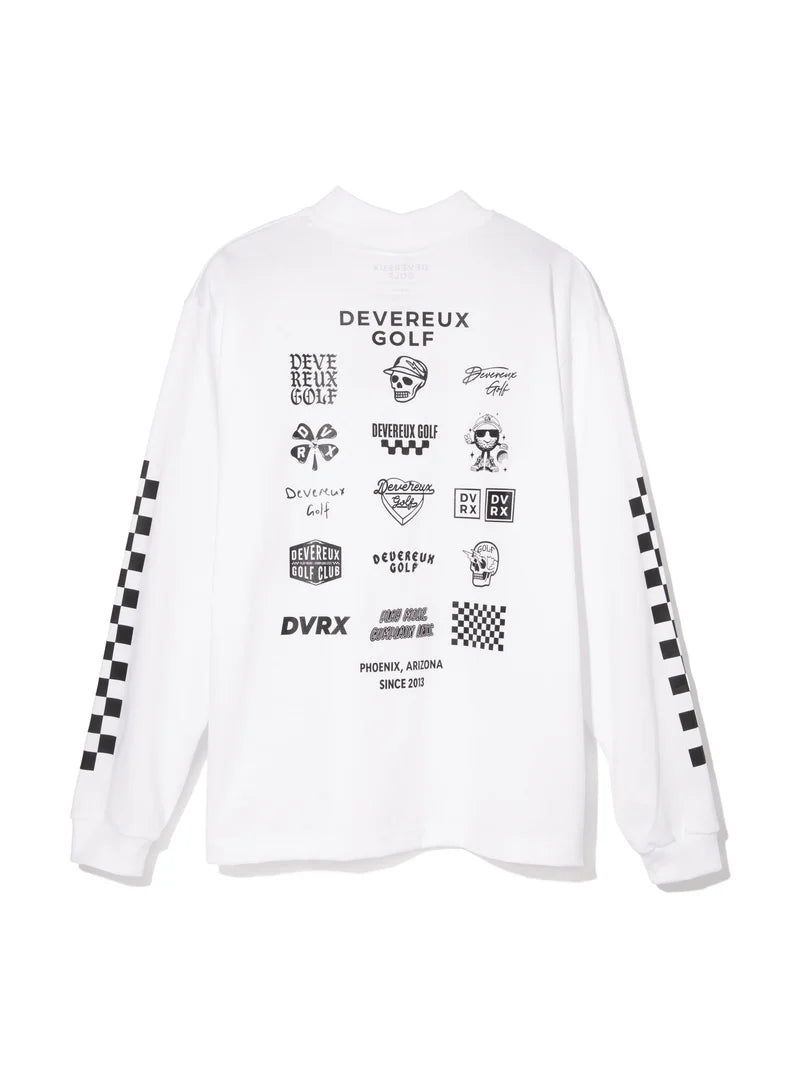 DEVEREUX GOLF Logo Assorted ロングスリーブ モックネックTシャツ 763572022-WHITE