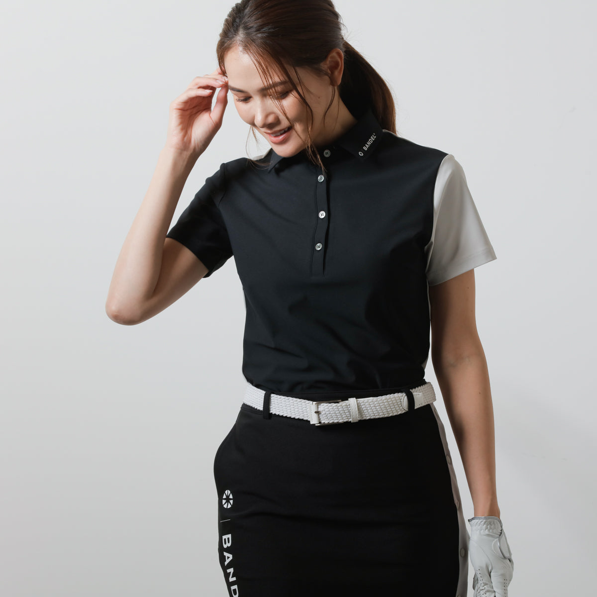 BANDEL GOLF バンデルゴルフ ポロシャツ WOMENS BASIC COMBINATION BGI-W3SCPL BLACK GREY ブラック グレー