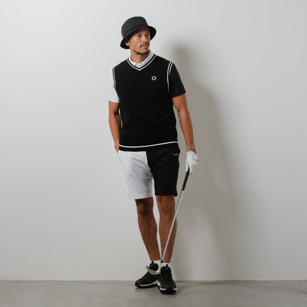 BANDEL GOLF バンデルゴルフ ショートパンツ BASIC COMBINATION HALF PANTS BGI-3SCHP BLACK WHITE ブラック ホワイト