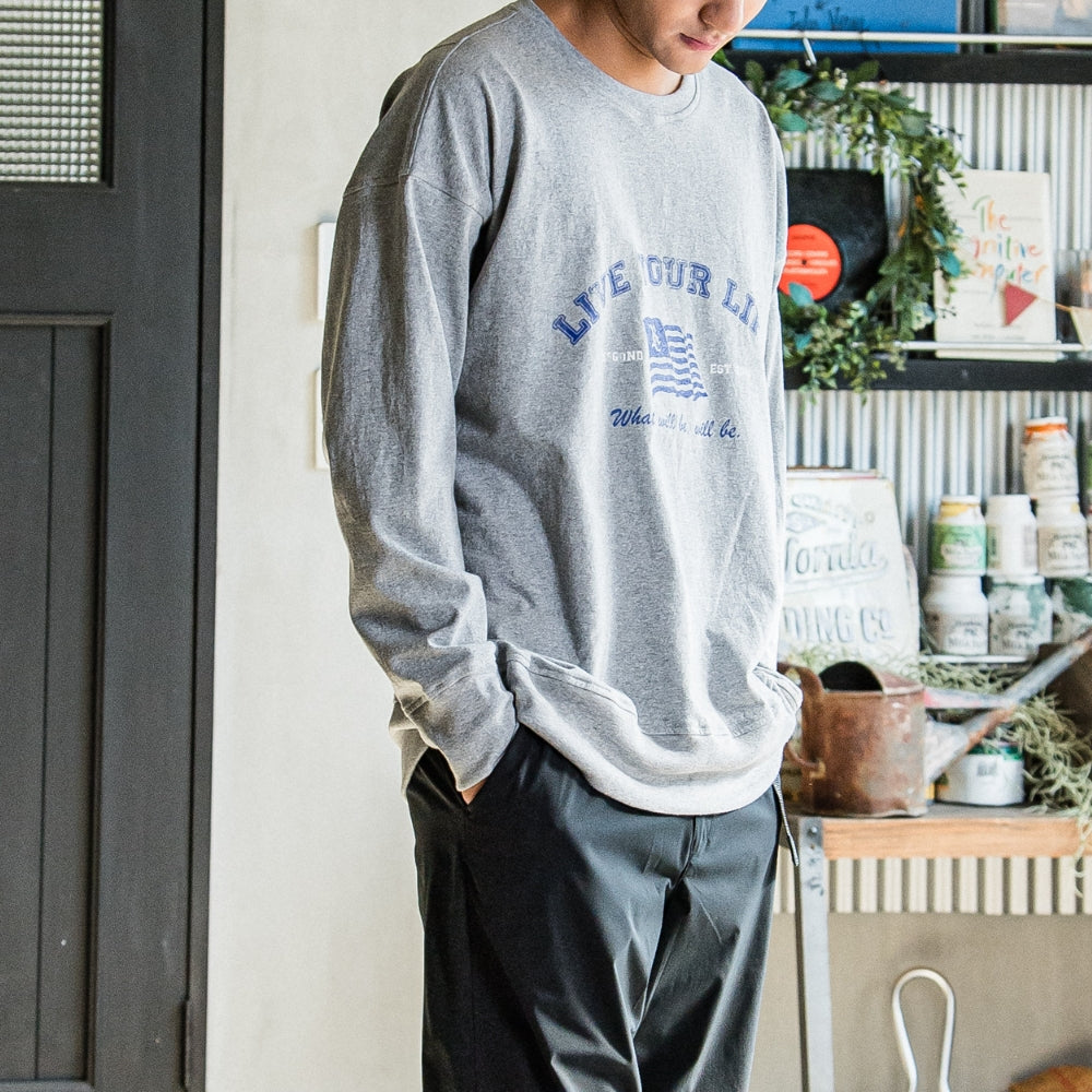 RESOUND CLOTHING リサウンド クロージング ロンT college long sleave RC31-T-008 GREY