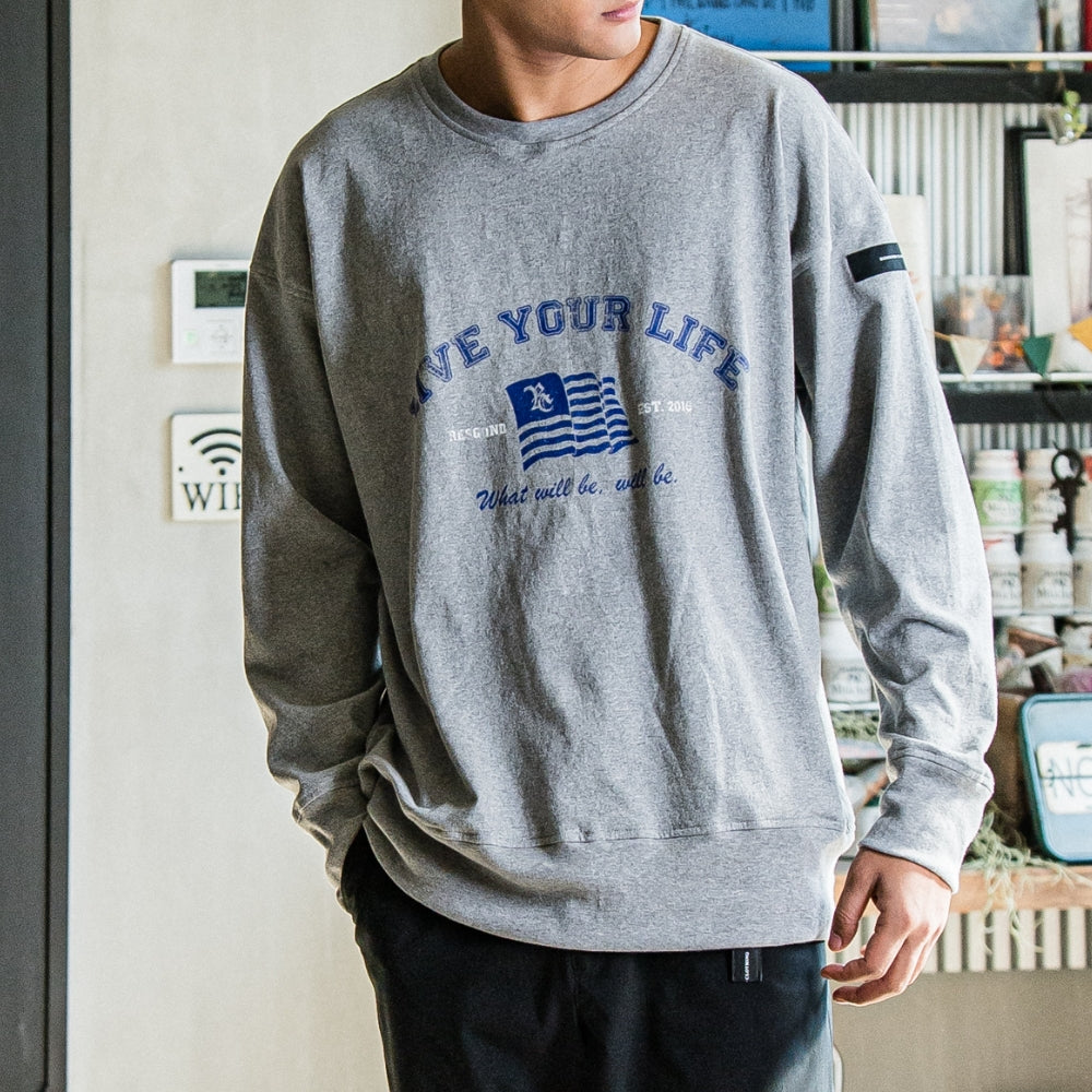 RESOUND CLOTHING リサウンド クロージング ロンT college long sleave RC31-T-008 GREY