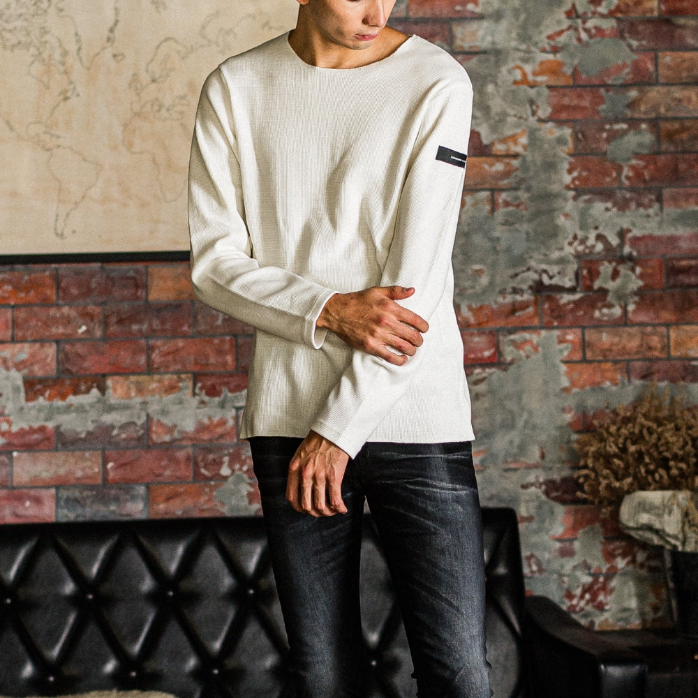 RESOUND CLOTHING リサウンド クロージング ロンT ST COTTON waffle Thermal BASIC-CUT-001 WHITE