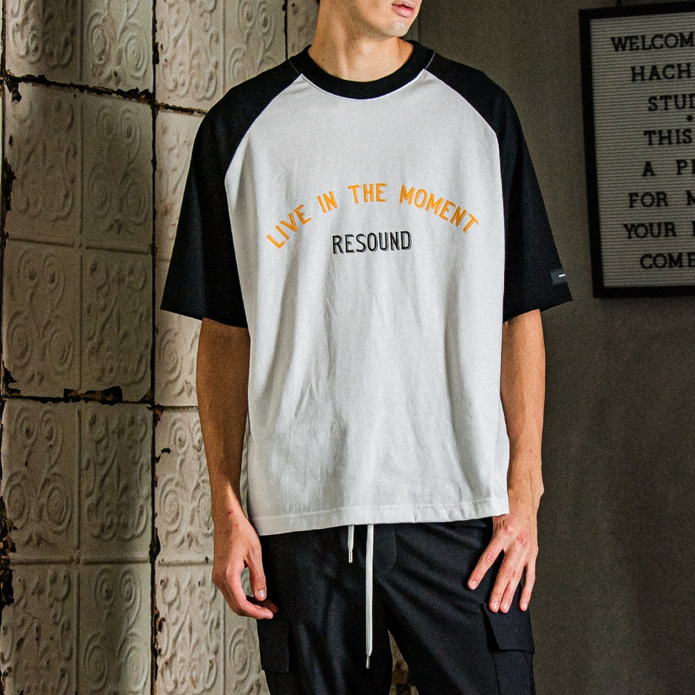RESOUND CLOTHING リサウンド クロージング Tシャツ RAGLAN LOOSE TEE RC31-T-001 WHITExBLACK